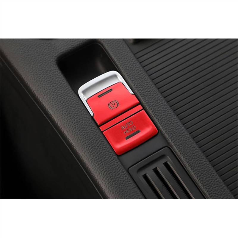 MObyat Autoinnenraum Kompatibel Mit VW Für Golf 7 7.5 MK7 2015-2019 at Auto Zentrale Handbremse Auto Park Taste Halten P Taste Türschloss Schalterabdeckung Zierkappe Aufkleber (Color : Red) von MObyat