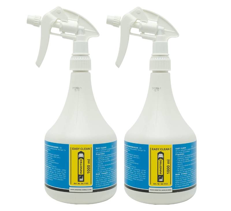 2 Stück Innotec Easy Clean Reinigungsmittel - Flüssiger Universalreiniger - entfernt Nikotin, Fett, Schmutz, Streusalz, Silikon, Ruß, Schmutz, Nikotin und Insektenreste - 2x 1000 ml Sprühflasche von MP Produkt