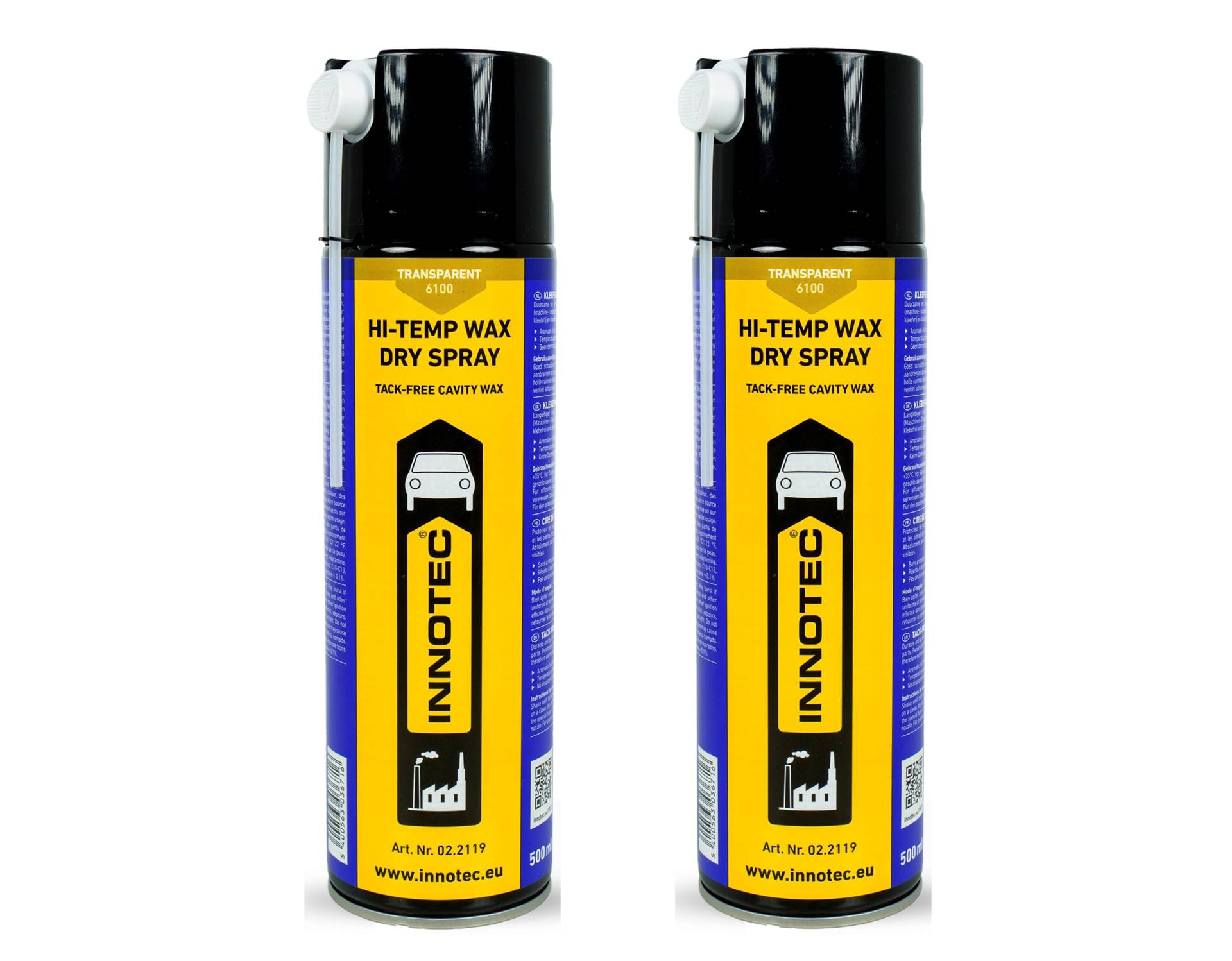 2 Stück Innotec Hi-Temp Wax Spray Unterboden und Hohlraumschutz Fettspray Transparent - Next Level Konservierung für Automotive & Industrie - Keine Anhaftung von Schmutz und Staub - 500ml Spraydose von MP Produkt