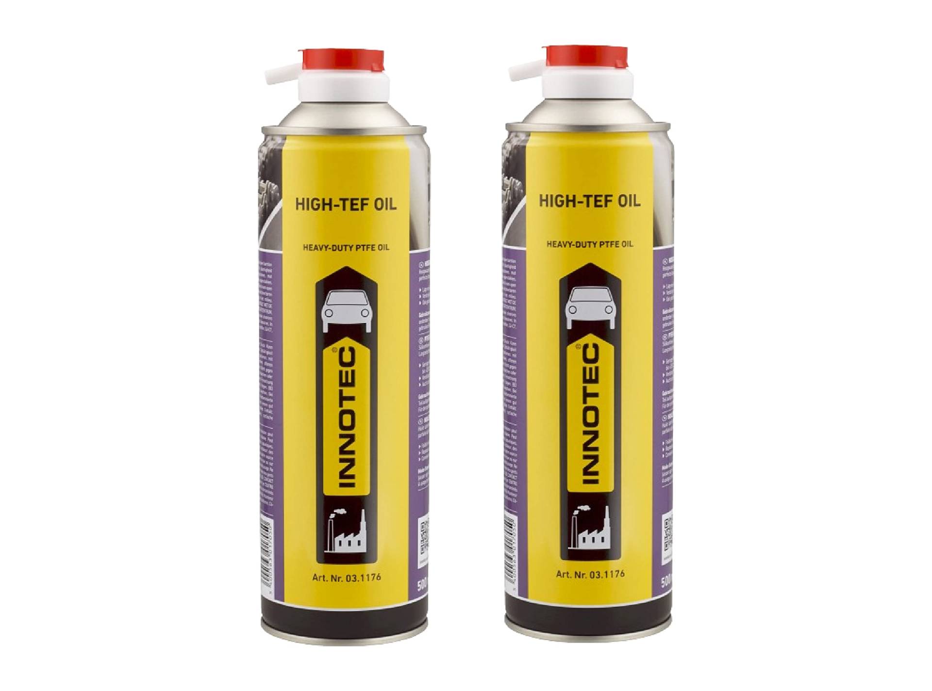 2 Stück Innotec High-TEF Oil Teflonöl Schmieröl auf PTFE-Basis - Perfekter Korrosionsschutz - verdrängt Feuchtigkeit - Silikonfrei - nahezu transparentes Schmierprodukt - 500ml Sprühdose 2 Stück Innotec High-TEF Oil Teflonöl Schmieröl auf PTFE-Basis - Perfekter Korrosionsschutz - verdrängt Feuchtigkeit - Silikonfrei - nahezu transparentes Schmierprodukt - 500ml Sprühdose von MP Produkt