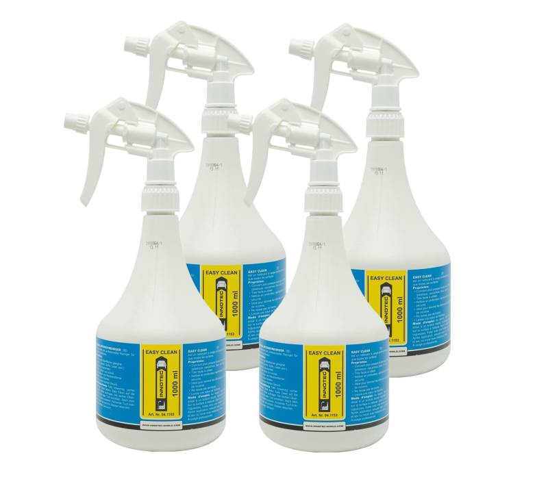 4 Stück Innotec Easy Clean Reinigungsmittel - Flüssiger Universalreiniger - entfernt Nikotin, Fett, Schmutz, Streusalz, Silikon, Ruß, Schmutz, Nikotin und Insektenreste - 4x 1000 ml Sprühflasche von MP Produkt