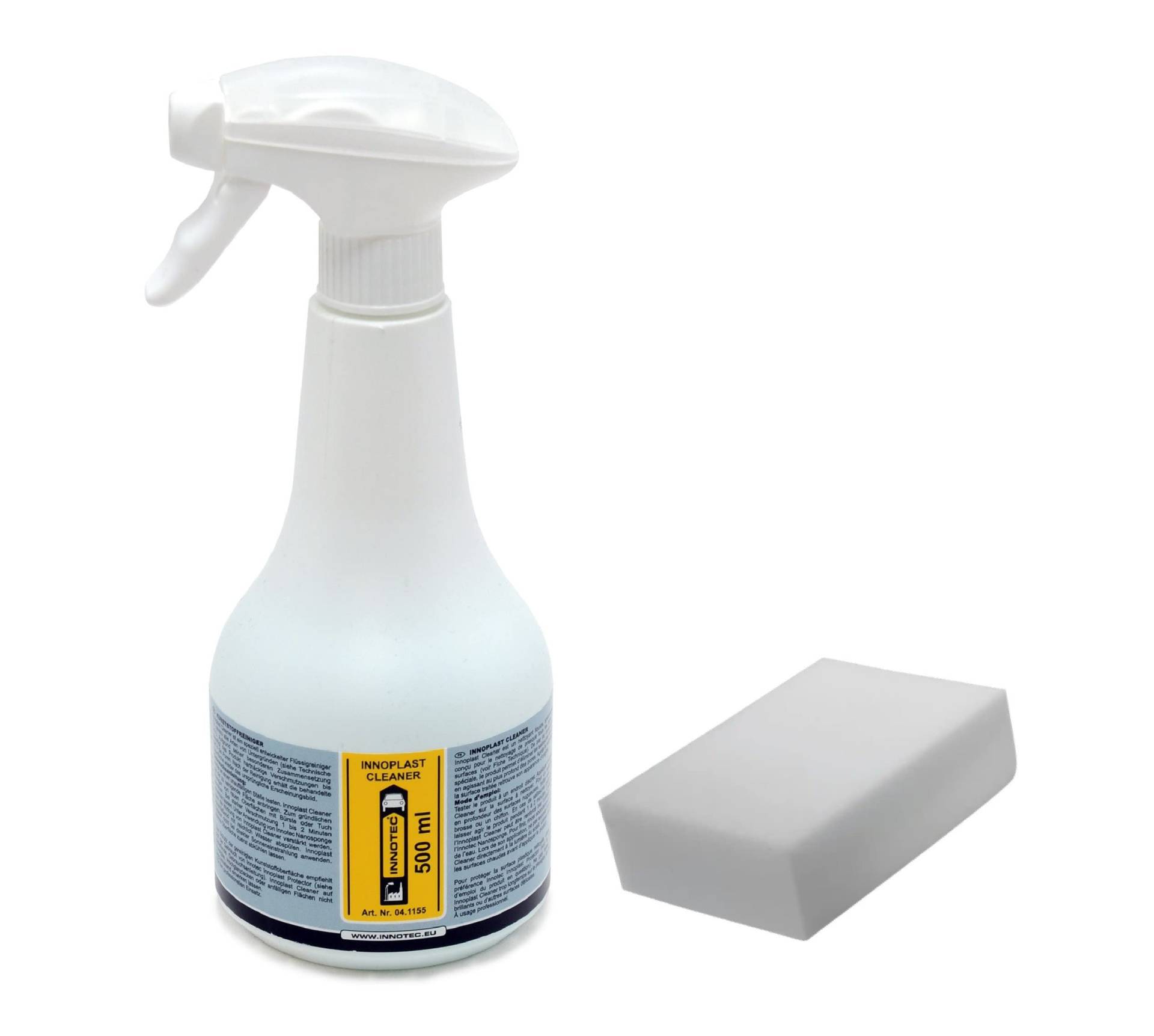 Innotec Innoplast Cleaner Flugrostentferner - entfernt Flugrost, Nikotin, Fett, Schmutz - Innoplast Cleaner 500ml mit Reinigungsschwamm - Silikonfrei für Lackierereien und Karosseriewerkstätten von MP Produkt