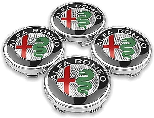 MPAAZ 4 Stück Auto-Radkappen ABS-Radkappen für Alfa Romeo Giulietta Spider GT Giulia Mito 147/156/159/166 Stelvio, Mittelradkappen Dekorative Räder Autozubehör Radnabenabdeckung Polierte Oberfläche von MPAAZ