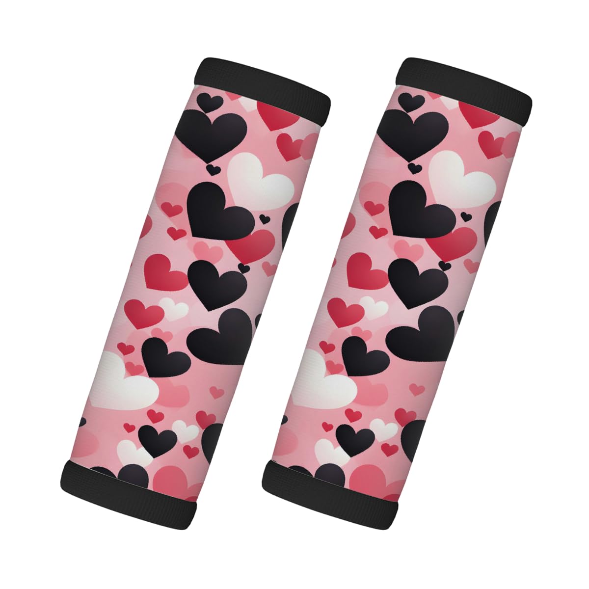 Neopren-Gepäckgriff-Umwicklung, rosa schwarze und rote Herzen, Gepäck-Identifikation, Zubehör für Koffer, Autotasche, Griffhandschuhe, 2 Stück Neopren-Gepäckgriff-Umwicklung, rosa schwarze und rote Herzen, Gepäck-Identifikation, Zubehör für Koffer, Autotasche, Griffhandschuhe, 2 Stück von MPTPTM