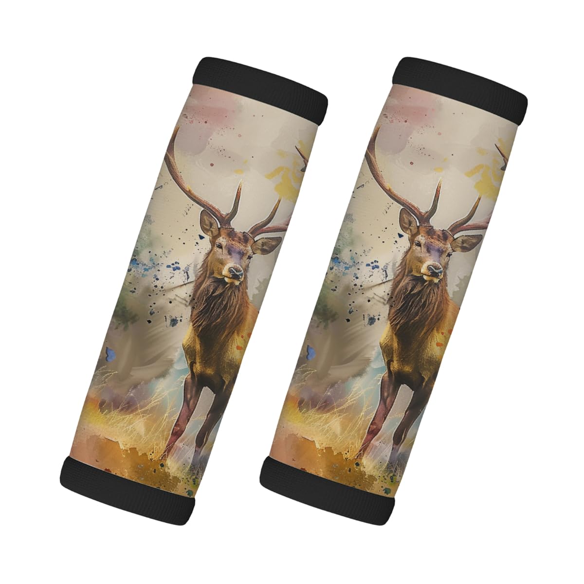 Neopren-Gepäckgriffwickel, Aquarell, bunt, Hirsch, Gepäck-Identifikation, Zubehör für Koffer, Autotasche, Griffhandschuhe, 2 Stück Neopren-Gepäckgriffwickel, Aquarell, bunt, Hirsch, Gepäck-Identifikation, Zubehör für Koffer, Autotasche, Griffhandschuhe, 2 Stück von MPTPTM