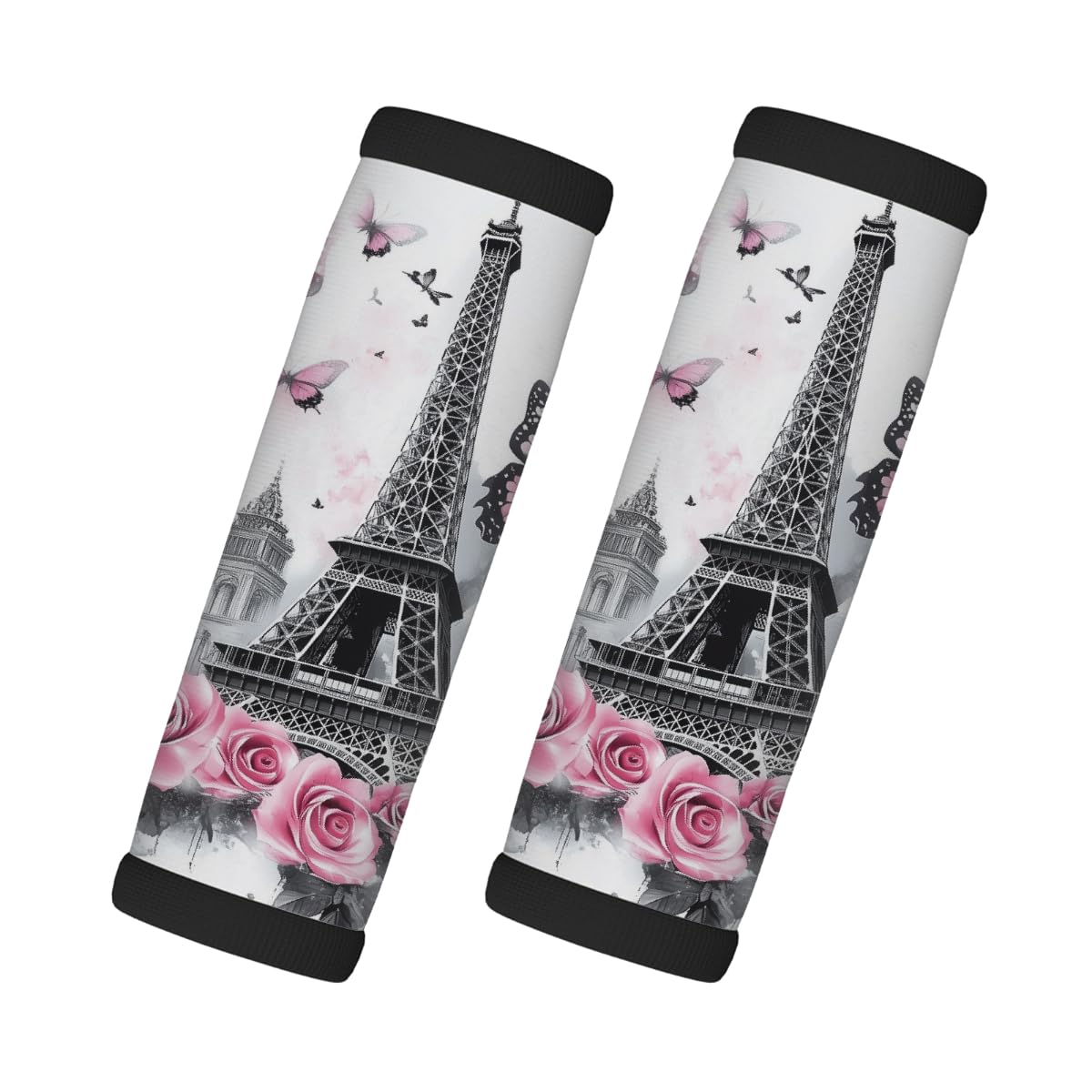 Neopren-Gepäckgriffwickel, Eiffelrosa, Schmetterling und Rose, Gepäckkennzeichnungen, Zubehör für Koffer, Autotasche, Griffhandschuhe, 2 Stück Neopren-Gepäckgriffwickel, Eiffelrosa, Schmetterling und Rose, Gepäckkennzeichnungen, Zubehör für Koffer, Autotasche, Griffhandschuhe, 2 Stück von MPTPTM