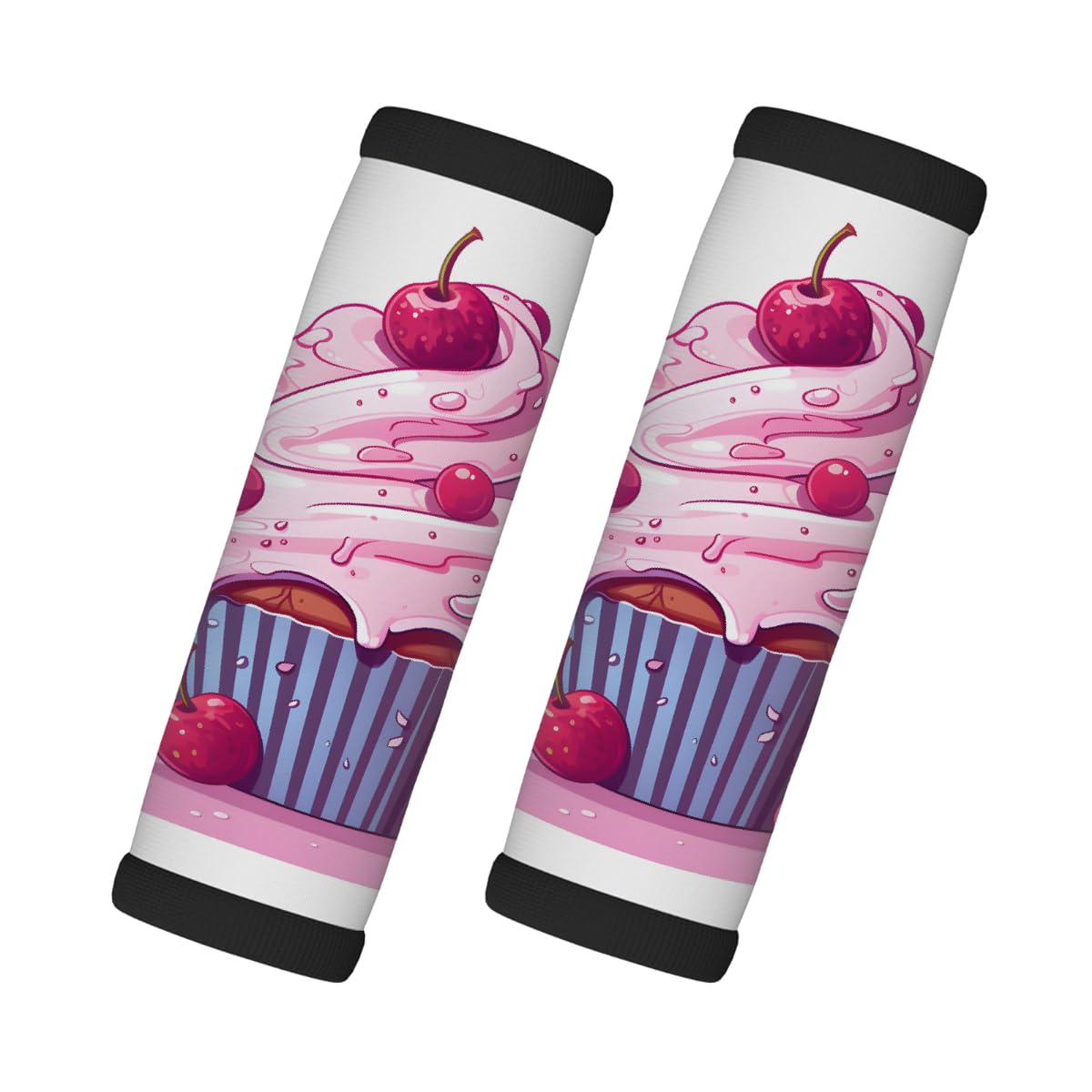 Neopren-Gepäckgriffwickel, Kirschpapier, Cupcake, Gepäck-Identifikation, Zubehör für Koffer, Autotasche, Griffhandschuhe, 2 Stück Neopren-Gepäckgriffwickel, Kirschpapier, Cupcake, Gepäck-Identifikation, Zubehör für Koffer, Autotasche, Griffhandschuhe, 2 Stück von MPTPTM
