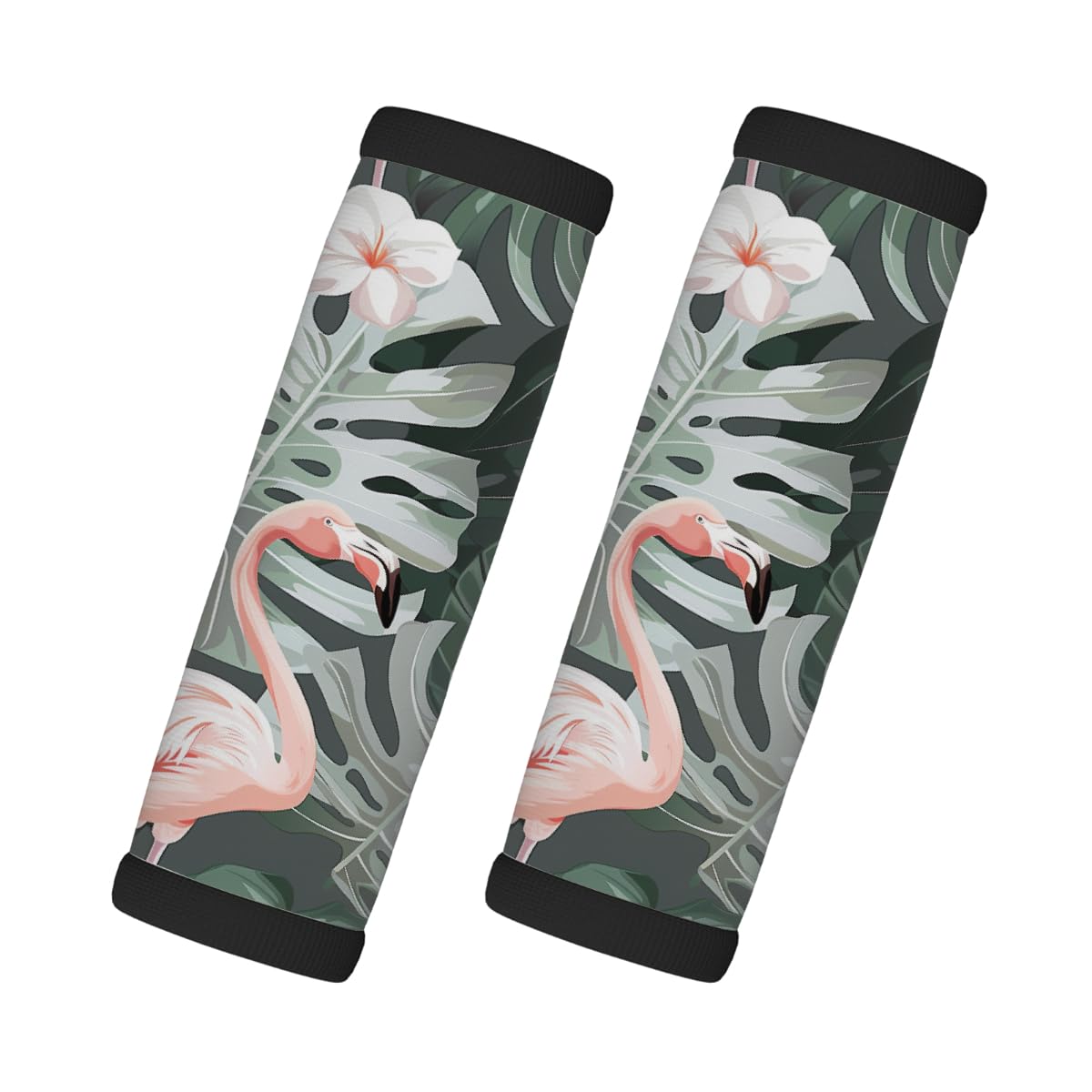 Neopren-Gepäckgriffwickel, Monstera-Blumenblätter, Flamingo, Gepäck-Identifikation, Zubehör für Koffer, Autotasche, Griffhandschuhe, 2 Stück Neopren-Gepäckgriffwickel, Monstera-Blumenblätter, Flamingo, Gepäck-Identifikation, Zubehör für Koffer, Autotasche, Griffhandschuhe, 2 Stück von MPTPTM