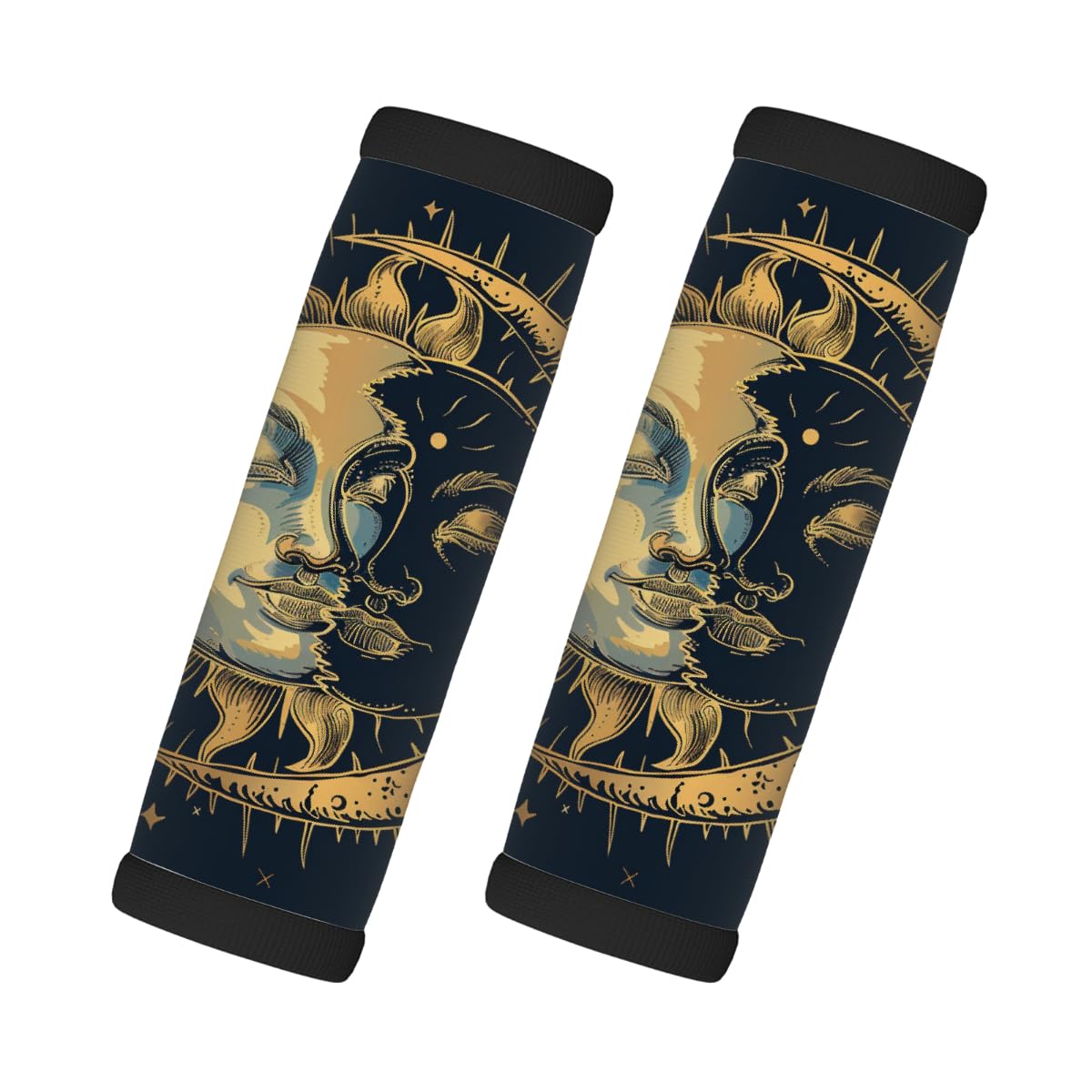Neopren-Gepäckgriffwickel, Sonnen-Mond-Gesicht, Gepäck-Identifikation, Zubehör für Koffer, Autotasche, Griffhandschuhe, 2 Stück Neopren-Gepäckgriffwickel, Sonnen-Mond-Gesicht, Gepäck-Identifikation, Zubehör für Koffer, Autotasche, Griffhandschuhe, 2 Stück von MPTPTM