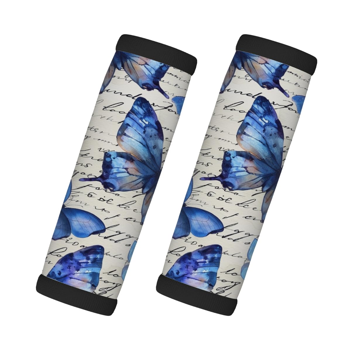 Neopren-Gepäckgriffwickel, blauer Schmetterling, englische Gepäckkennzeichnungen, Zubehör für Koffer, Autotasche, Griffhandschuhe, 2 Stück Neopren-Gepäckgriffwickel, blauer Schmetterling, englische Gepäckkennzeichnungen, Zubehör für Koffer, Autotasche, Griffhandschuhe, 2 Stück von MPTPTM