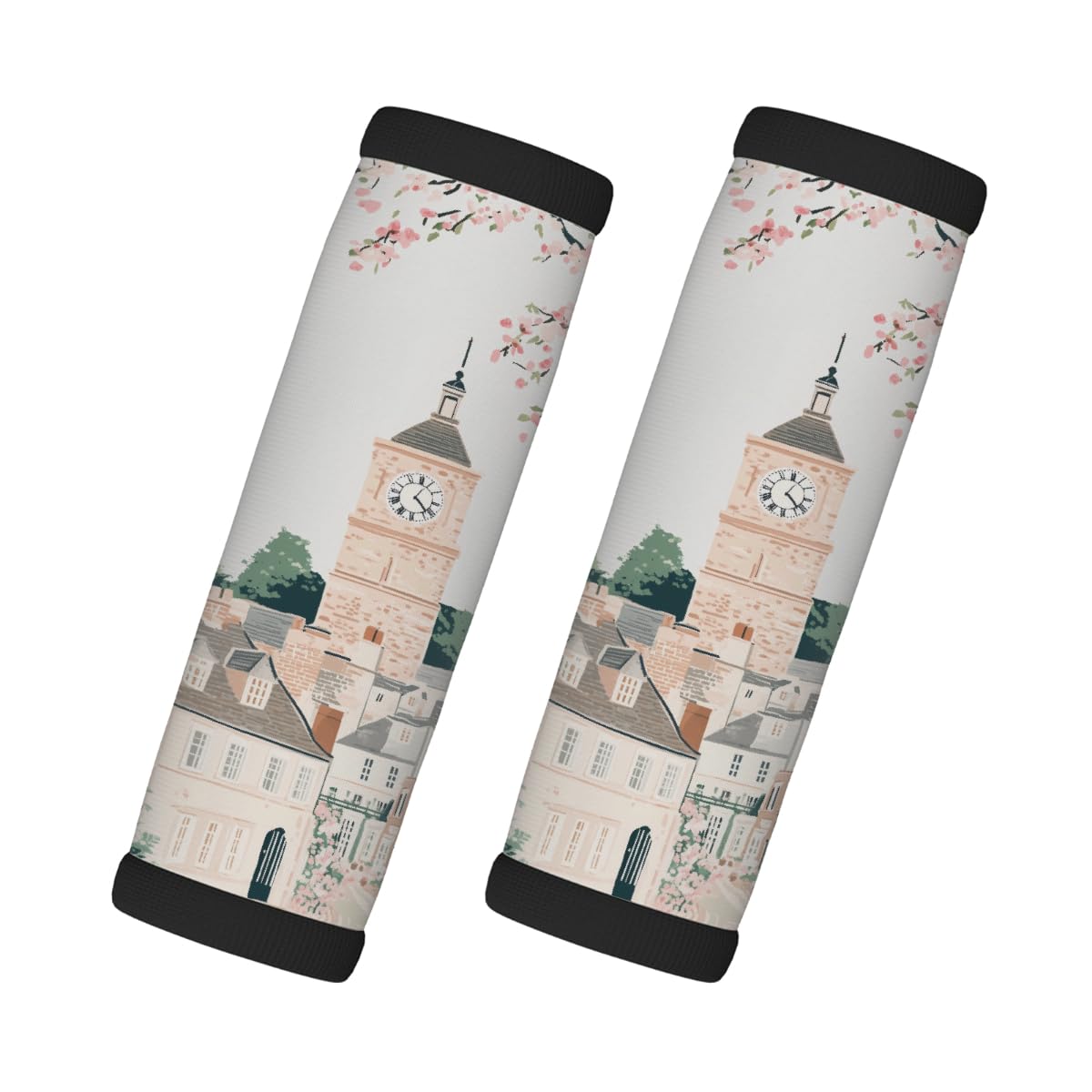 Neopren-Gepäckgriffwickel, rosa Blume, Uhr, Stadt, Gepäckkennzeichnungen, Zubehör für Koffer, Auto, Tasche, Griff, Handschuhe, 2 Stück Neopren-Gepäckgriffwickel, rosa Blume, Uhr, Stadt, Gepäckkennzeichnungen, Zubehör für Koffer, Auto, Tasche, Griff, Handschuhe, 2 Stück von MPTPTM