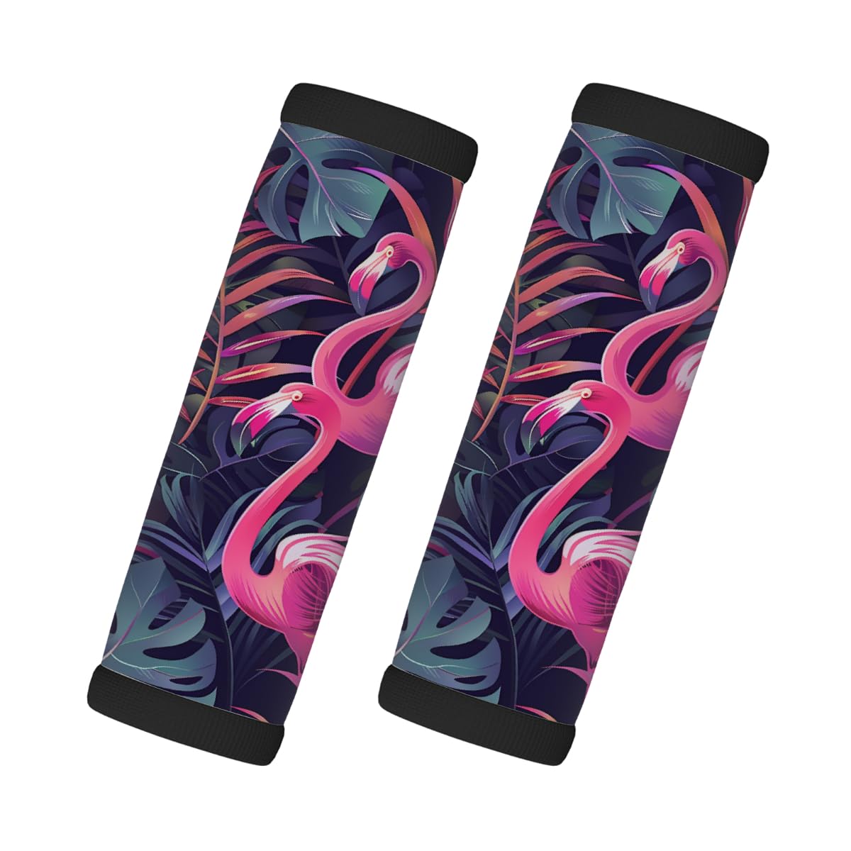 Neopren-Gepäckgriffwickel, tropische Blätter, rosa Flamingo, Gepäck-Identifikation, Zubehör für Koffer, Autotasche, Griffhandschuhe, 2 Stück Neopren-Gepäckgriffwickel, tropische Blätter, rosa Flamingo, Gepäck-Identifikation, Zubehör für Koffer, Autotasche, Griffhandschuhe, 2 Stück von MPTPTM