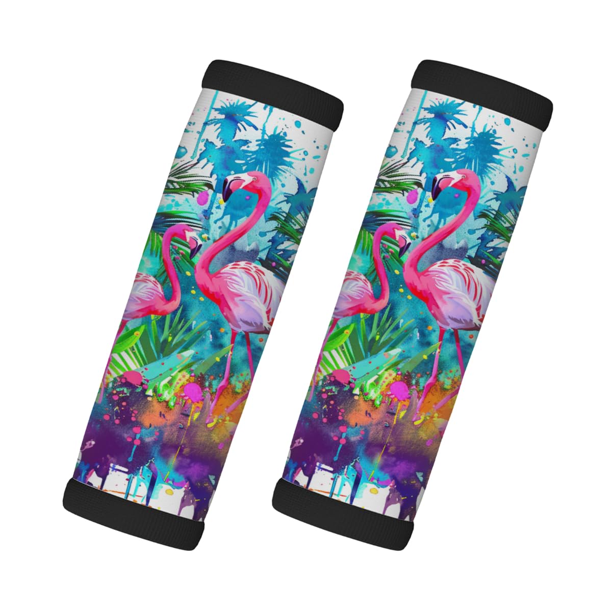 Neopren-Gepäckgriffwickel, tropisches Laub, Flamingo, Gepäck-Identifikation, Zubehör für Koffer, Autotasche, Griffhandschuhe, 2 Stück Neopren-Gepäckgriffwickel, tropisches Laub, Flamingo, Gepäck-Identifikation, Zubehör für Koffer, Autotasche, Griffhandschuhe, 2 Stück von MPTPTM