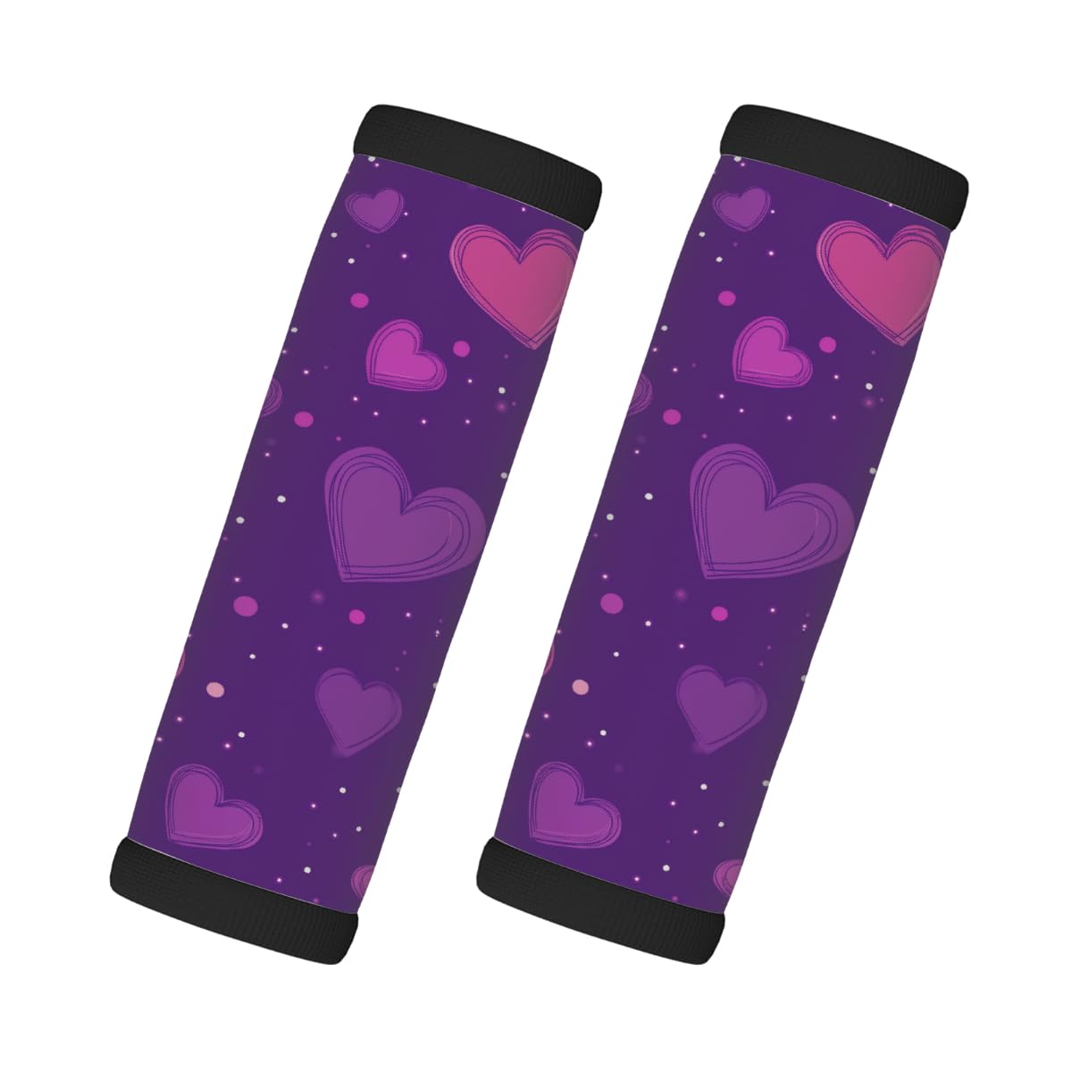 Neopren-Gepäckgriffwickel, violette Herzen, Punkte, Gepäckkennzeichnungen, Zubehör für Koffer, Autotasche, Griffhandschuhe, 2 Stück Neopren-Gepäckgriffwickel, violette Herzen, Punkte, Gepäckkennzeichnungen, Zubehör für Koffer, Autotasche, Griffhandschuhe, 2 Stück von MPTPTM