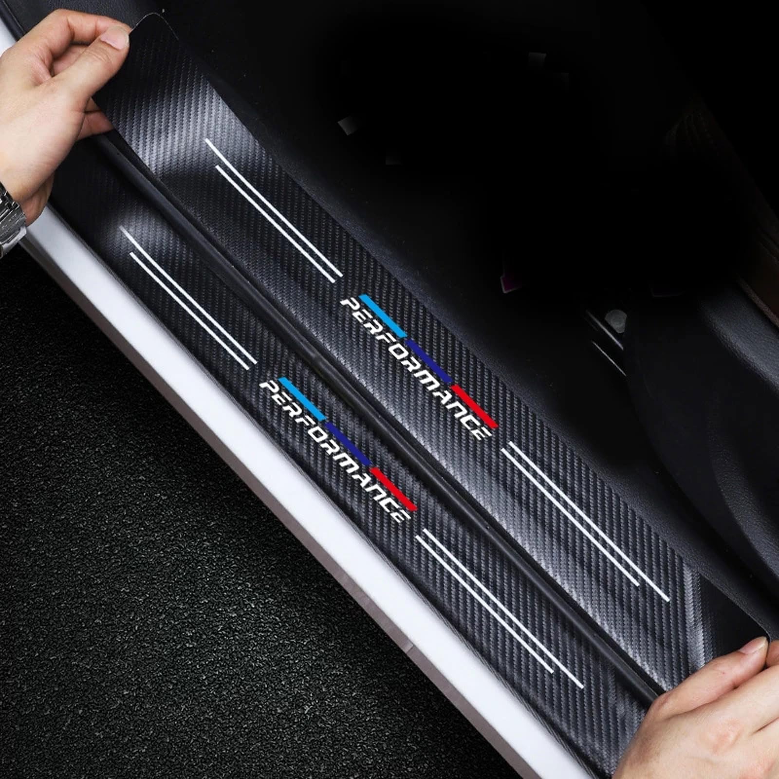 4 Stück Auto Einstiegsleisten Schutz für BMW X5 M (E70) 2010-2013,einstiegsleisten Auto einstiegsleisten & türschweller Kohlefaser Aufkleber Kantenschutz,B von MPXQISVB