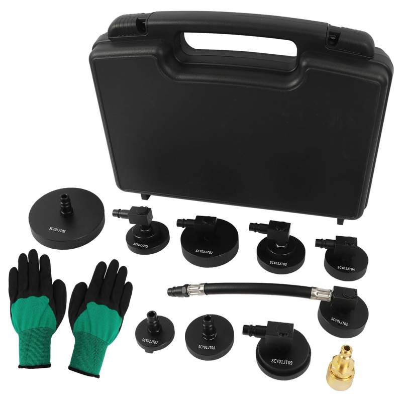 MRCARTOOL 10PCS KFZ Bremsenentlüftungsgerät-Adaptersatz Europäische Norm Hauptbremszylinder-Adapter mit 9PCS Bremsenentlüfter und 1PCS Schnellkupplung, Bremssystem Entlüftungswerkzeugsatz von MRCARTOOL
