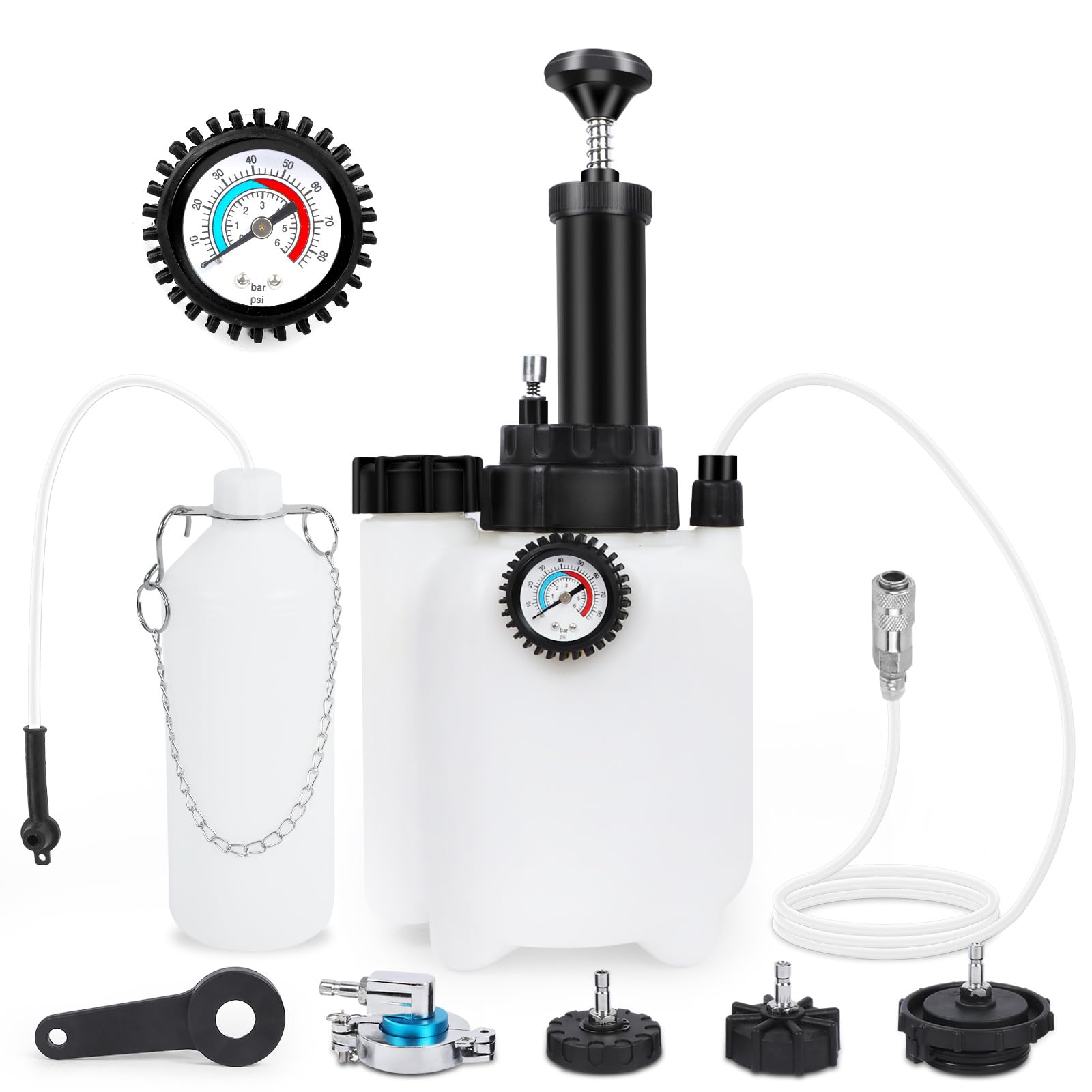 MRCARTOOL 3LAuto Bremsenentlüfter Bremsenentlüftungsflüssigkeitspumpe Bremsflüssigkeitswechselgerät mit 1L Bremsenentlüftungsflasche und 4 Hauptzylinderadaptern E20 Adapter (3L) MRCARTOOL 3LAuto Bremsenentlüfter Bremsenentlüftungsflüssigkeitspumpe Bremsflüssigkeitswechselgerät mit 1L Bremsenentlüftungsflasche und 4 Hauptzylinderadaptern E20 Adapter (3L) von MRCARTOOL
