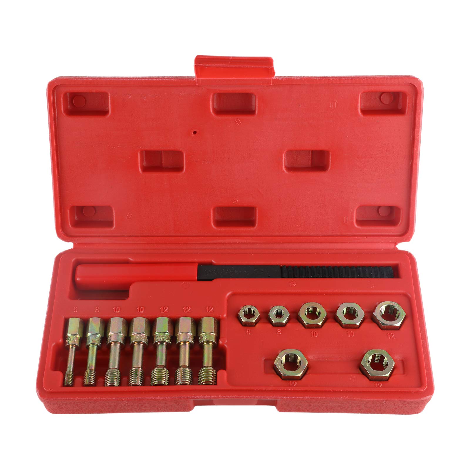 MRCARTOOL Metrisches Gewinde-Chaser-Set Karbonstahl-Gewindeschneideisen-Werkzeugsatz zum Nachschneiden Metrischer Gewinderestauratoren Universal Metric Thread Restorer Repair Tool Kit (15 Teile) von MRCARTOOL