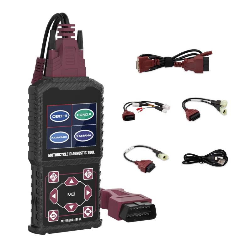 MRCARTOOL Motorrad Diagnosegerät OBD2 Motorrad Scanner for Kawasaki Honda Yamaha EU Motorrad Diagnose Fehlerspeicher Auslesen Motorrad Diagnose Werkzeug Diagnosefehler Klare Fehlercodes von MRCARTOOL