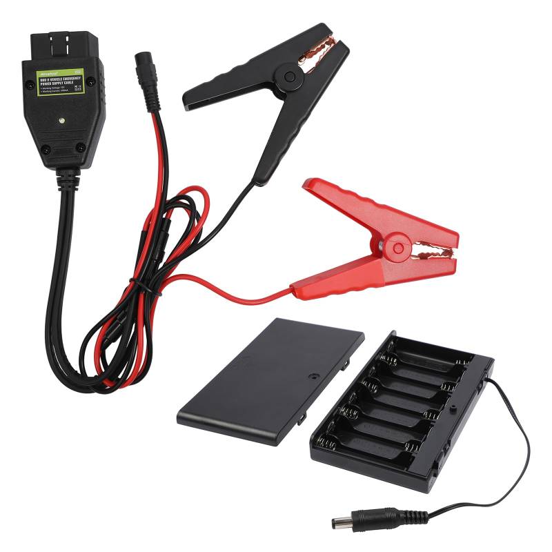 MR CARTOOL OBD2 Fahrzeug-ECU-Notstromversorgungskabel mit Krokodilklemme, 2 IN 1 KFZ Memory Saver mit Clip und OBD II, Fahrzeug ECU Notstromkabel 12V für Auto-Batterie-Ersatz und Schutz von ECU-Daten von MR CARTOOL