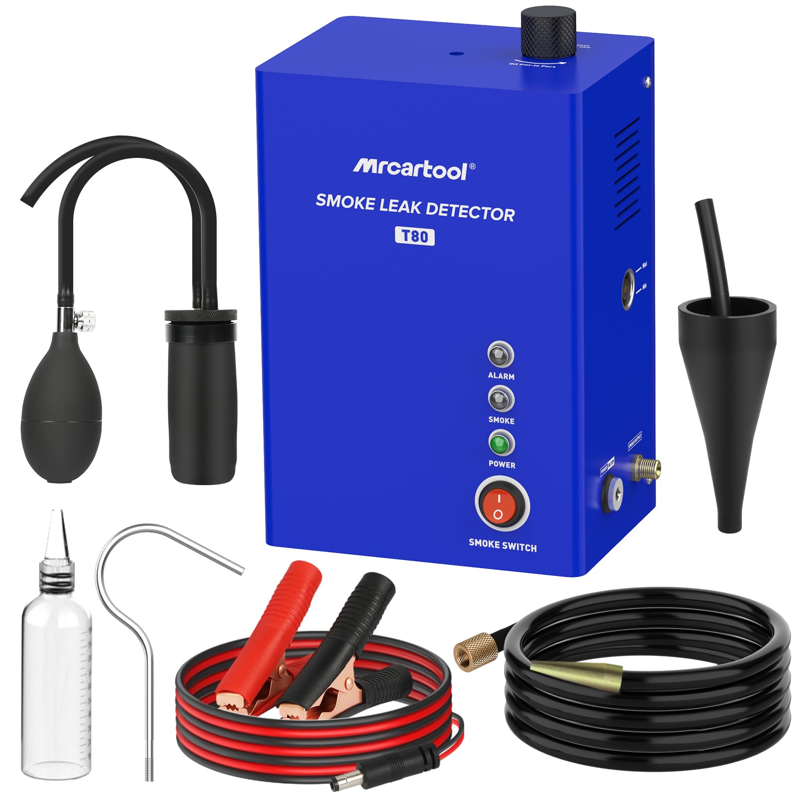 MR CARTOOL T80 EVAP Nebelmaschine Kfz Leck Detektor 12V Auto Rauchmaschine Lecksucher mit Eingebaute Luftpumpe Pipeline-Kraftstofflecksucher Vakuum Testgerät für 12V Fahrzeuge von MRCARTOOL