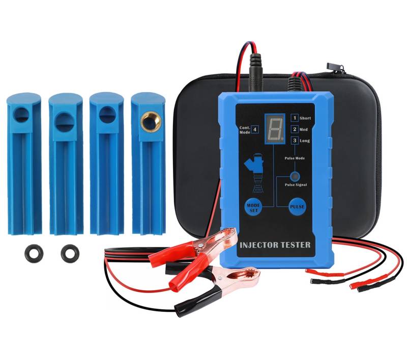 MR CARTOOL Kfz Kraftstoff-Einspritzdüsen-Prüfgerät 12V Fuel Injector Tester für EFI GDI Einspritzdüsen 8 Impuls-Modi Injektor Prufgerat Injektoren Reinigungsset mit 4 Einspritzdüsen-Reiniger-Adapter von MR CARTOOL