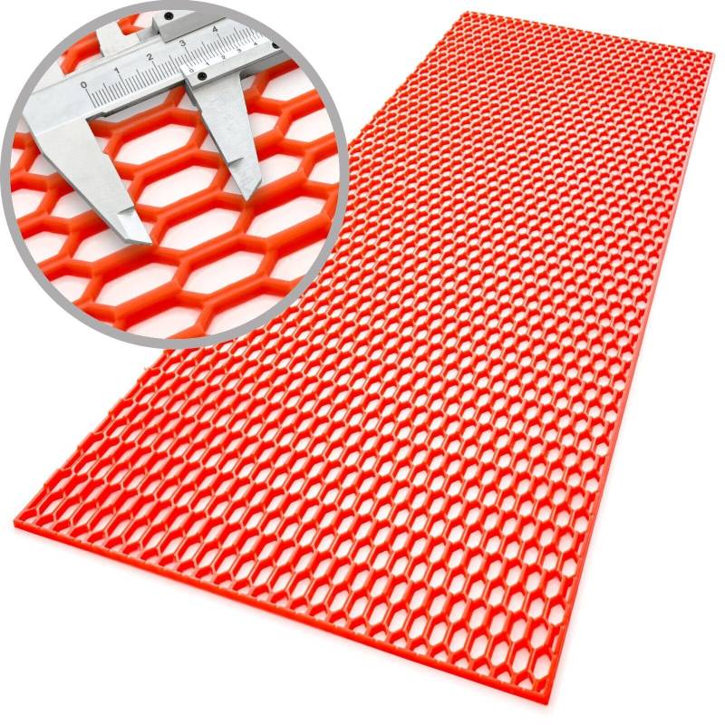 Groß Racing Gitter Tuning 40x120 cm ABS Kunststoff Waben in RAL Farben (Neon Rot RAL 3026) von MR-Style