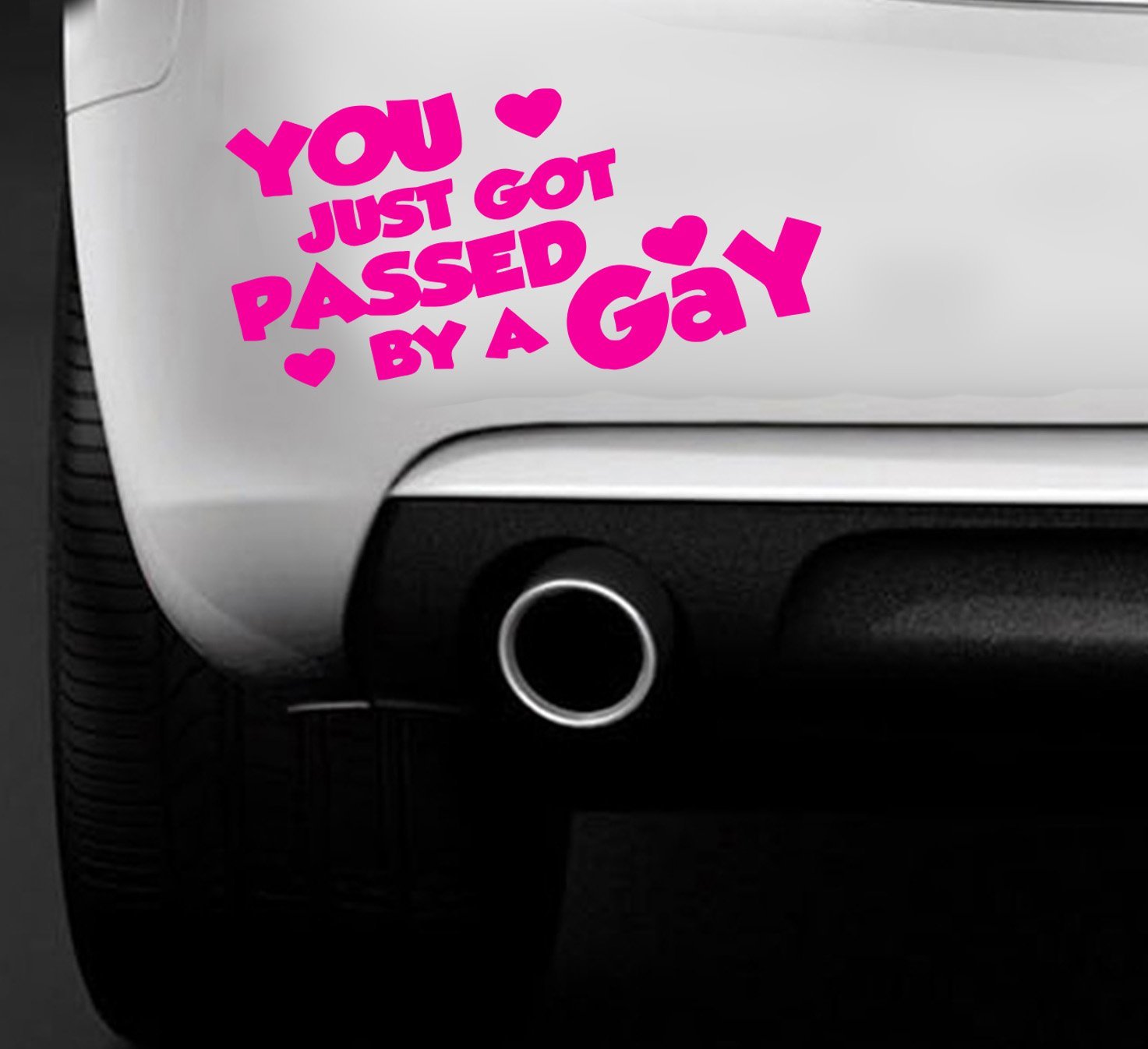 Witziger Autoaufkleber mit englischer Aufschrift „You Got Passed By A Gay“, aus Vinyl von MR WHEEL TRIMS