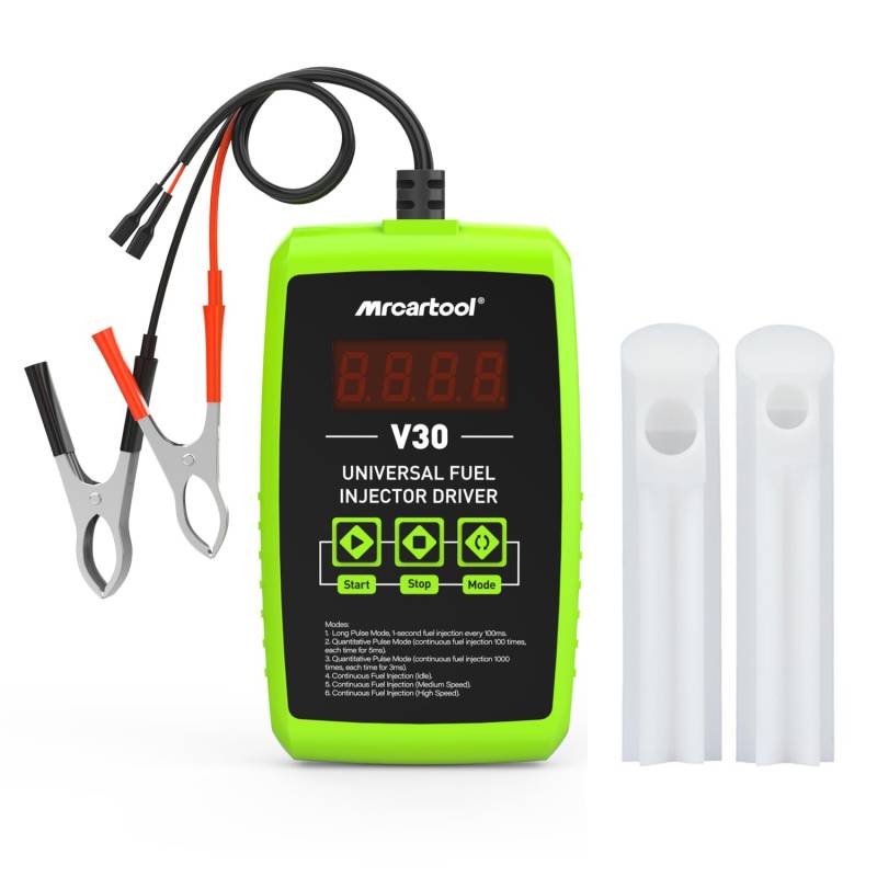 MRCARTOOL Kraftstoffeinspritzdüsen-Treiberbox 12V Kfz-Einspritzdüsen-Tester Universal Injektor Tester mit 6 Prüfmodi, 2 Adapter, Arbeit mit Kraftstoff-Injektor Prüfer und Reiniger von MRCARTOOL