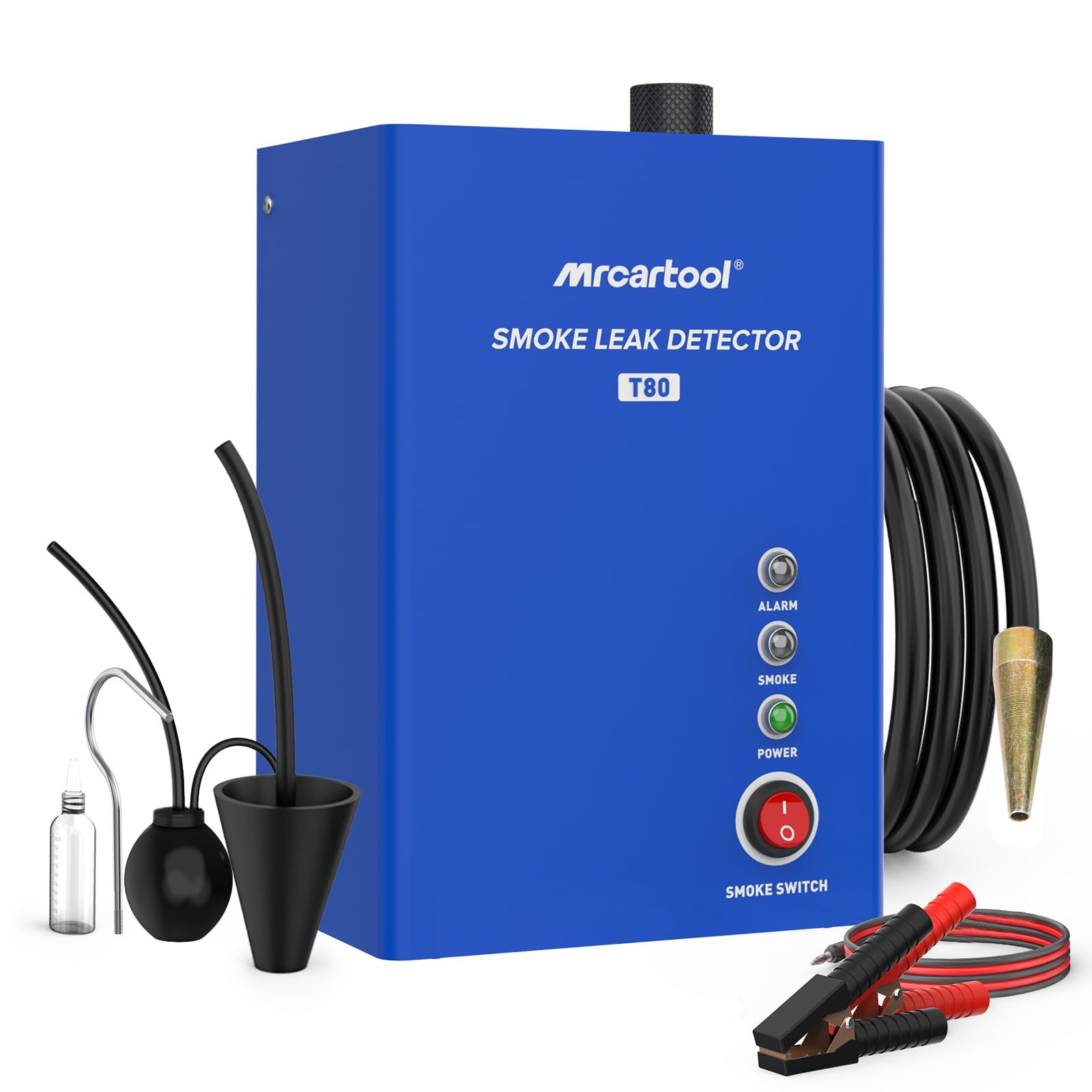 MRCARTOOL T80 Automotive Smoke Machine Leak Detector, EVAP Vacuum Smoke Tester Machine with Liquid Level Gauge, Built-in Air Pump Smoke Detector for All DC 12V Vehicles von MRCARTOOL