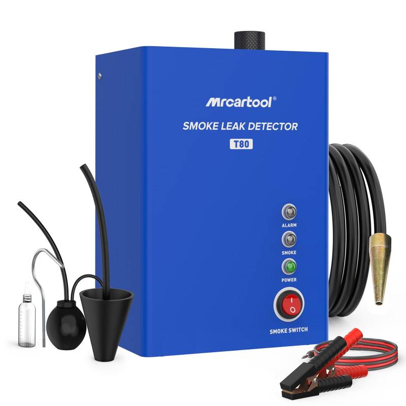 MRCARTOOL T80 Automotive Smoke Machine Leak Detector, EVAP Vacuum Smoke Tester Machine with Liquid Level Gauge, Built-in Air Pump Smoke Detector for All DC 12V Vehicles von MRCARTOOL