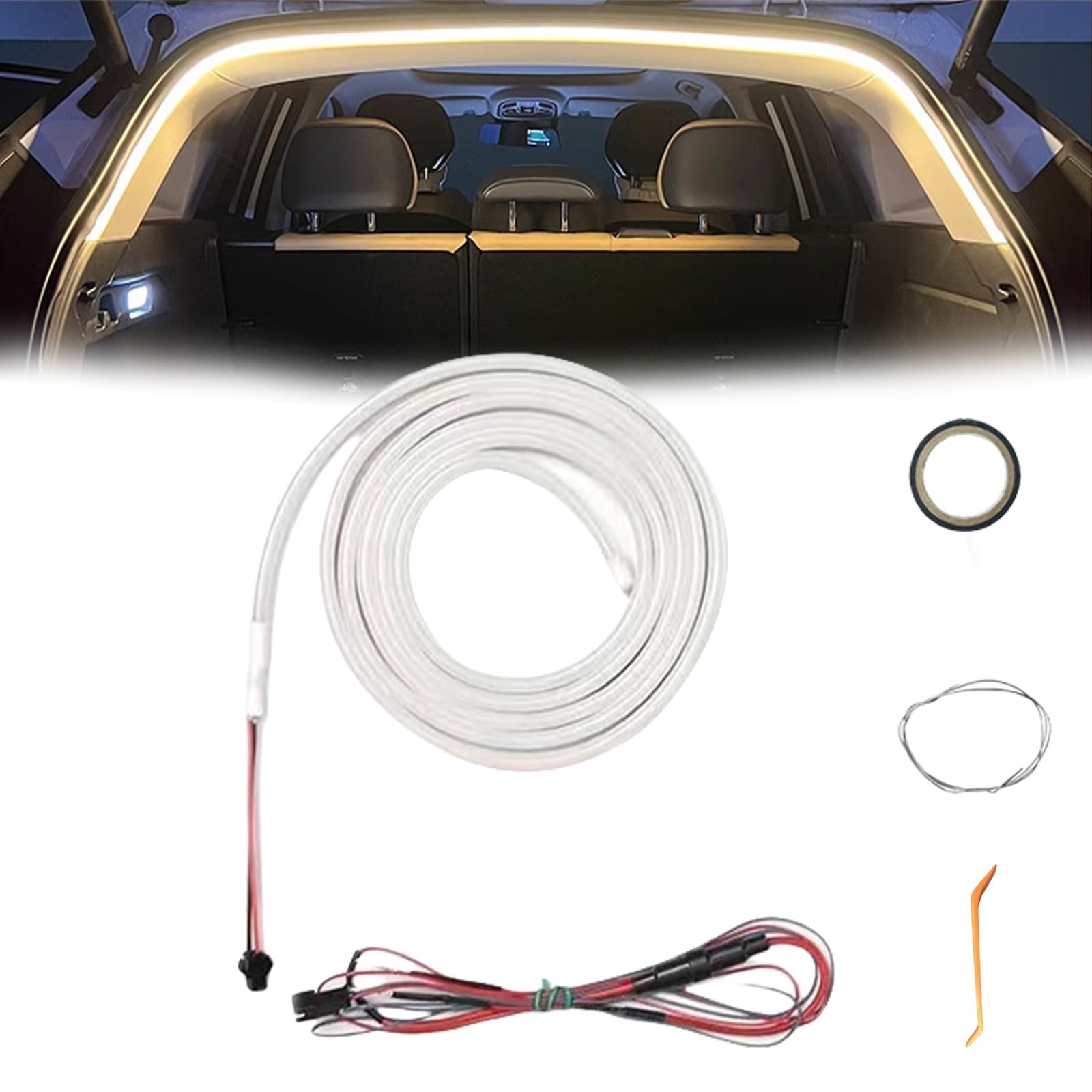 Dynamic Flowing Car Trunk Light Strip,Automatischer Sensor Tail Box Light Strip, Led Strip Lights for Car Trunk Cargo Area or Interior Illumination Decoration (Gelb, Half Circle 2 m/78 in) von MRGIINR
