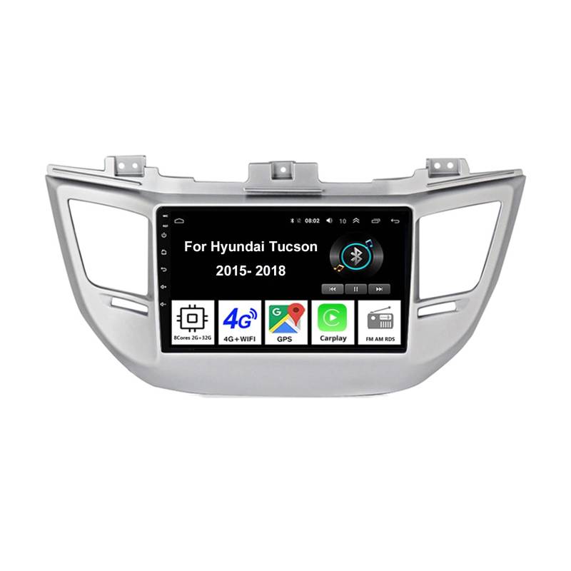 Car Multimedia Autoradio Doppeldin Radio Mit Navigation Für Hyundai Tucson 2015-2018 Auto Zubehör Einfügen Und Verwenden Navigationsgeräte GPS Car Video Player Steering Wheel Control von MRWJ