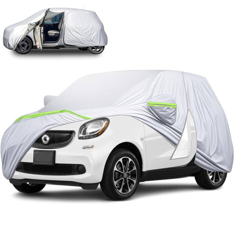 Autoabdeckung für Smart Fortwo W451 W453 2016-2024, Autoplane für Smart Fortwo mit Reißverschlusstür Windriemen, Dupont Oxford Vollgarage für Smart Fortwo, Allwetter Autoabdeckung für Smart Fortwo von MRWiZMS