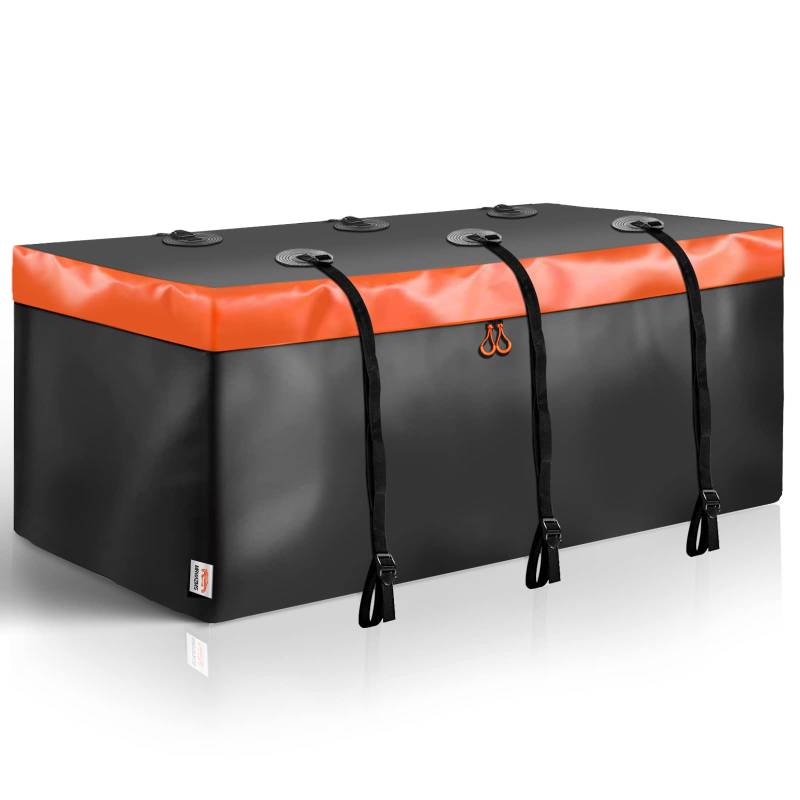 Heckbox für Anhängerkupplung, 20 Kubikfuß Wasserdichter Auto Hintere Gepäcktasche mit 6 verstärkten Riemen, Geeignet für alle Fahrzeuge mit Ladekorb aus Stahl (59" 24" 24") von MRWiZMS