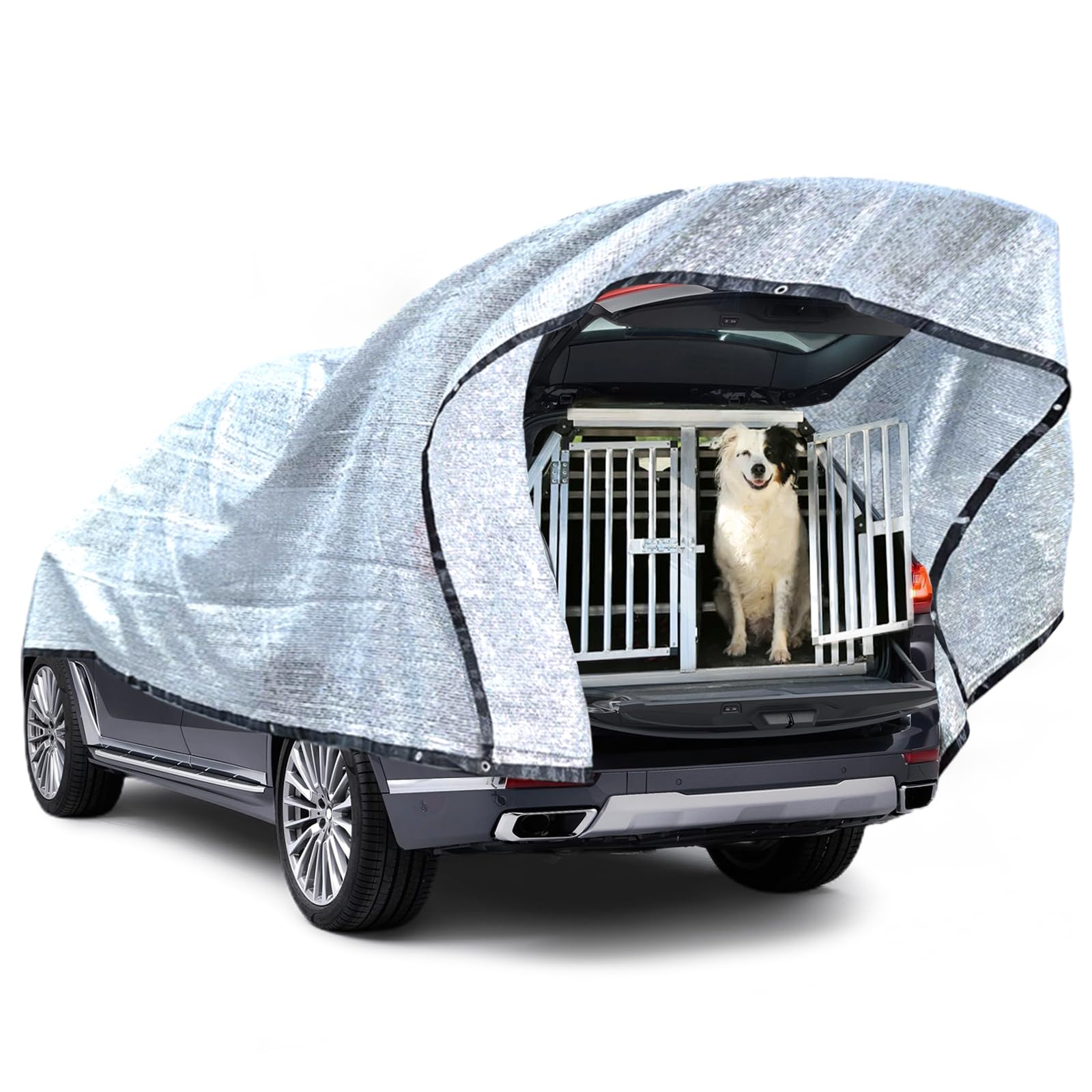Schattennetz Auto, Alunetz Auto Hund, Schattennetz Auto Hund 85% Verdunkelungsstoff, Reflektierender Aluminium-Schirmstoff, Auto Sonnenschutz Hund, UV-Schutz-Sonnenschutz (3x4m) von MRWiZMS