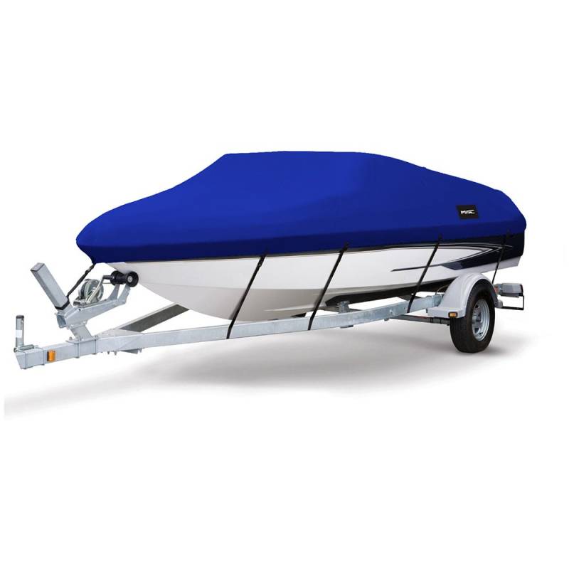 MSC Strapazierfähige 600D Marinequalität Polyester Canvas Anhängerbar Wasserdicht Bootsabdeckung passend für V-Hull, Tri-Hull, Runabout Bootsabdeckung (Modell D – Länge: 43,8 m – 48,8 cm, Pazifikblau) von MSC