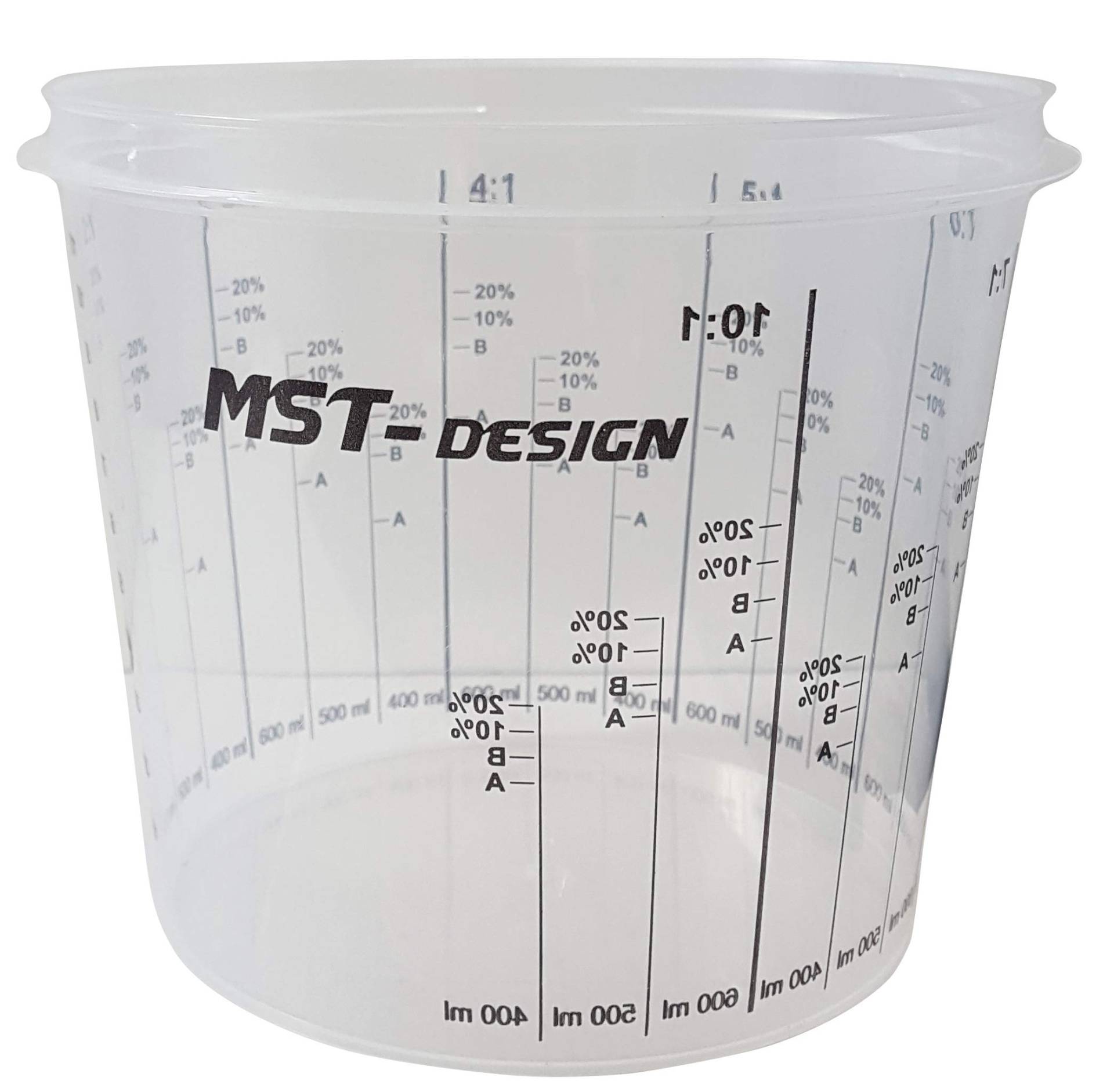 MST-DESIGN Lackmischbecher, 200 Stück mit 1400ml I Robuste Einweg-Messbecher mit Mischskala I Mischbecher zum Anrühren von Lacken, Füller, Lasuren etc. I Anrührbecher I Hochwertiges Lackierzubehör von MST-DESIGN