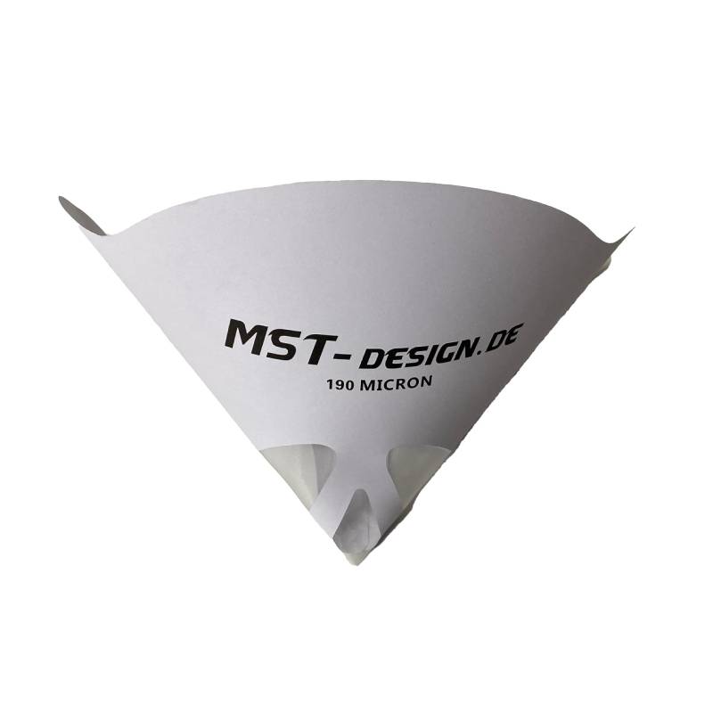 MST-DESIGN Lacksieb, 100 Stück mit 190 μm I Filtert zuverlässig Fremdteile I Lackfilter für alle handelsüblichen Lacke I Wasser- und lösemittelfestes Feinsieb I Hochwertiges Lackierzubehör von MST-DESIGN