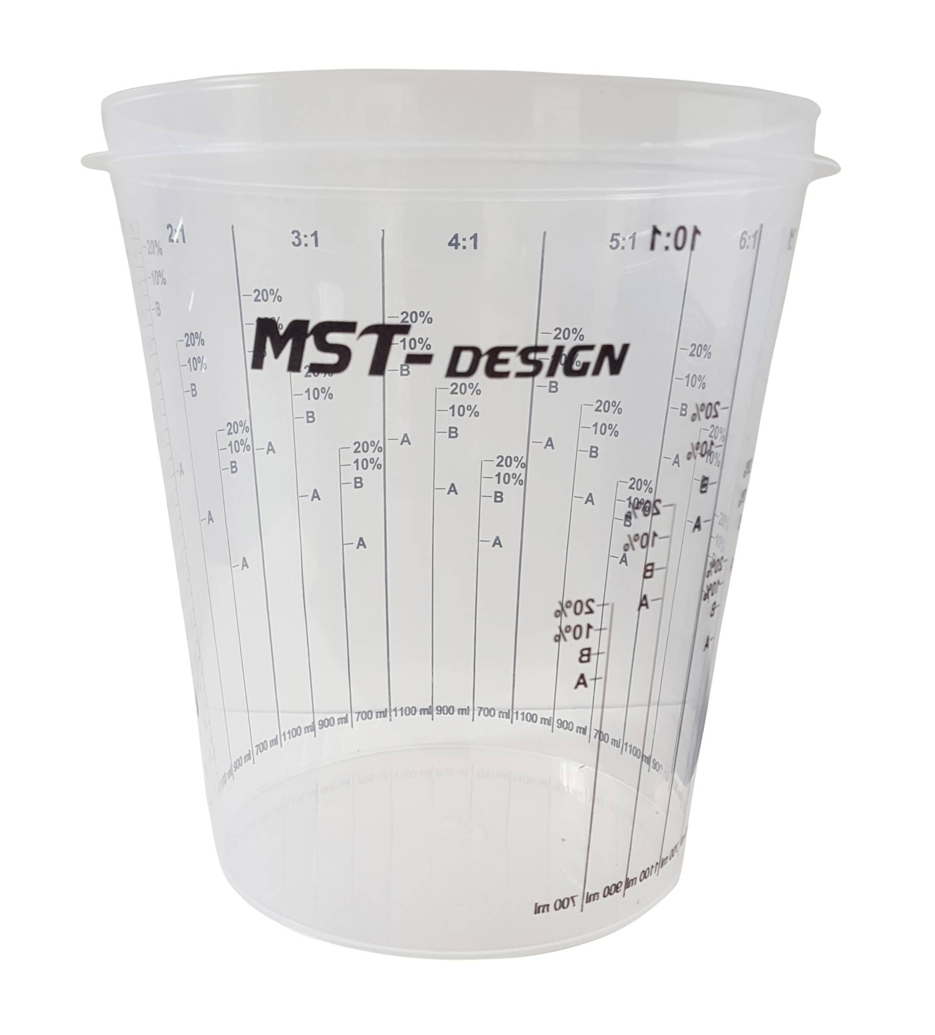 MST-DESIGN Lackmischbecher, 10 Stück mit 2300 ml I Robuste Einweg-Messbecher mit Mischskala I Mischbecher zum Anrühren von Lacken, Füller, Lasuren etc. I Anrührbecher I Hochwertiges Lackierzubehör von MST-DESIGN