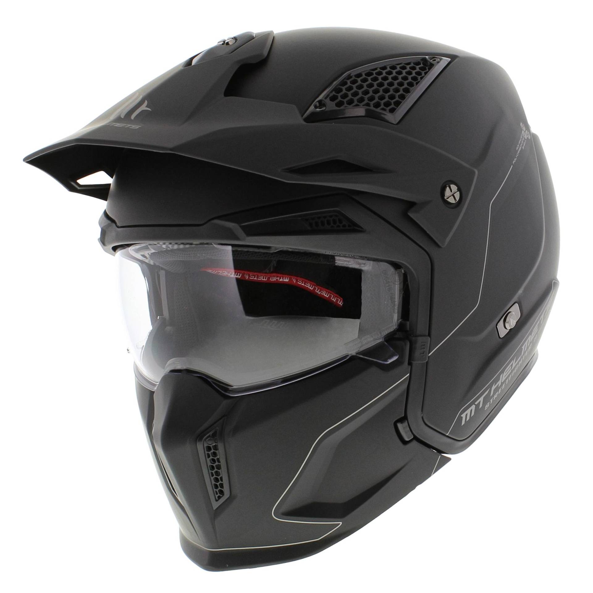 MT Helmets MT Streetfighter S Mattschwarz Größe L | Klares Visier | Integralhelme | Ratsche | Kunststoff | geeignet für Mofa, Moped, Motorrad, Roller von MT HELMETS