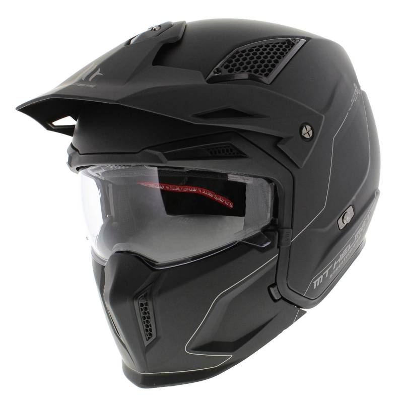 MT Helmets MT Streetfighter S Mattschwarz Größe XL | | Helmen | Quick Release ratelsluiting | Kunststoff | geeignet für Mofa, Moped, Motorrad, Roller von MT Helmets