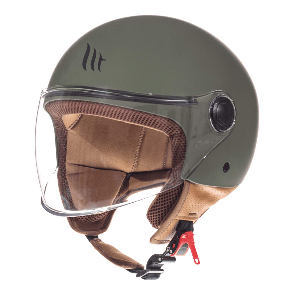 MT Street Jet-Helm · Motorrad-Helm Roller-Helm Scooter-Helm Bobber Mofa-Helm Chopper Retro Cruiser Vintage Pilot Biker ECE 22.05 (Matt Grün, L) von MT HELMETS