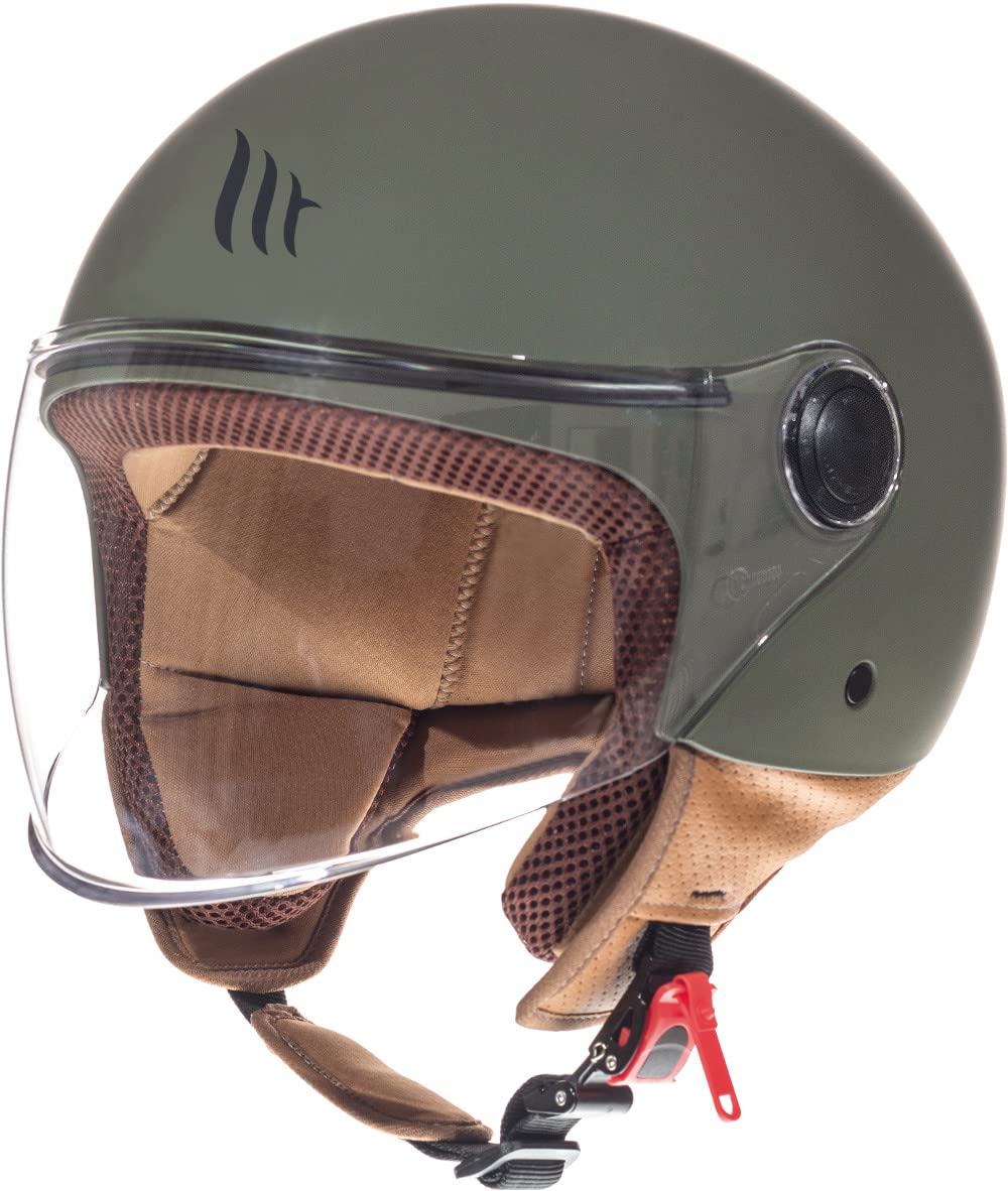 MT Street Jet-Helm · Motorrad-Helm Roller-Helm Scooter-Helm Bobber Mofa-Helm Chopper Retro Cruiser Vintage Pilot Biker ECE 22.05 (Matt Grün, S) von MT HELMETS