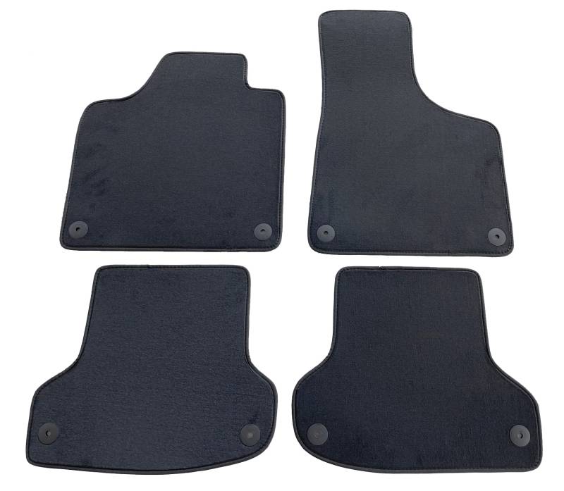 Fußmatten A3 8P und Sportback 8PA 2003-2012 Premium Velours dunkelgrau/anthrazit mit Grip-Borte, passgenau mit Ankerknöpfen, Schwarz von MTC Automotive