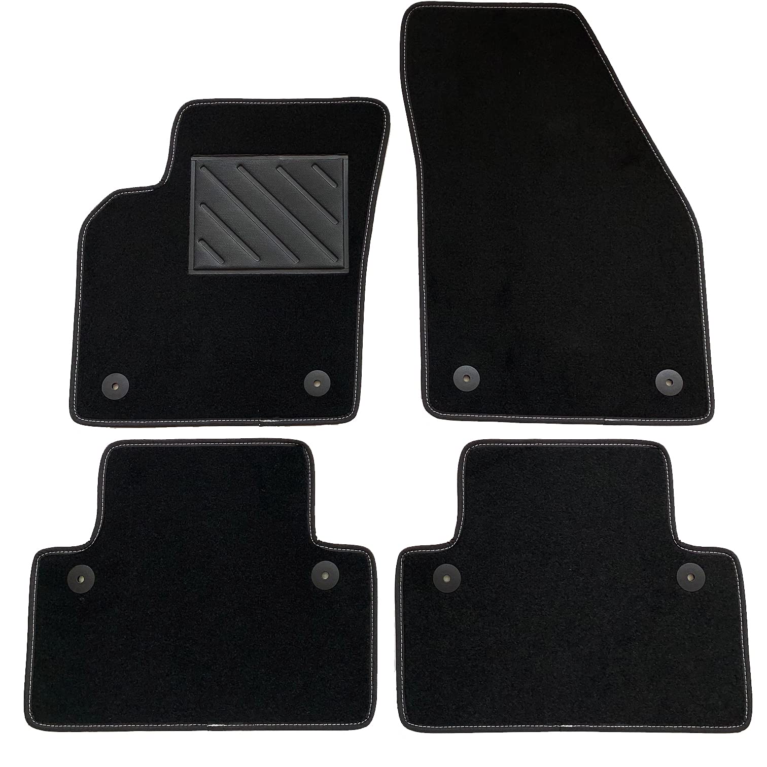 Fußmatten kompatibel mit Volvo C30, S40 II, V50, verstärkter Gummi-Fersenschutz und Befestigungsknöpfe von MTC Automotive