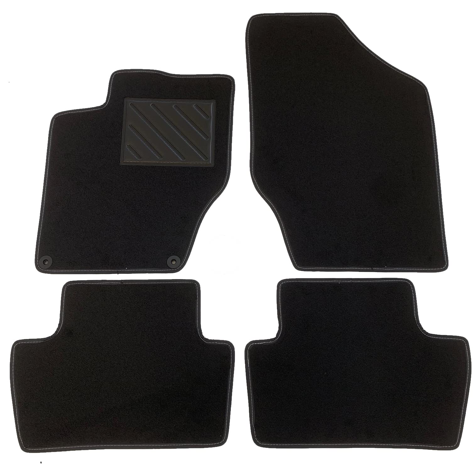 MTC Fußmatten für Citroen C4 II / DS4 10.2010>12.2020, passgenau, aus schwarzem Teppich, mit Knöpfen und Absatzschoner aus verstärktem Gummi von MTC Automotive