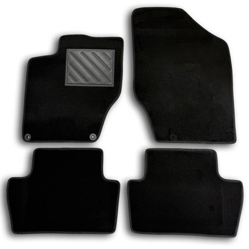 MTC Fußmatten für Citroen C4 II / DS4 10.2010>12.2020, passgenau, aus schwarzem Teppich, mit Knöpfen und Absatzschoner aus verstärktem Gummi, Schwarz von MTC Automotive