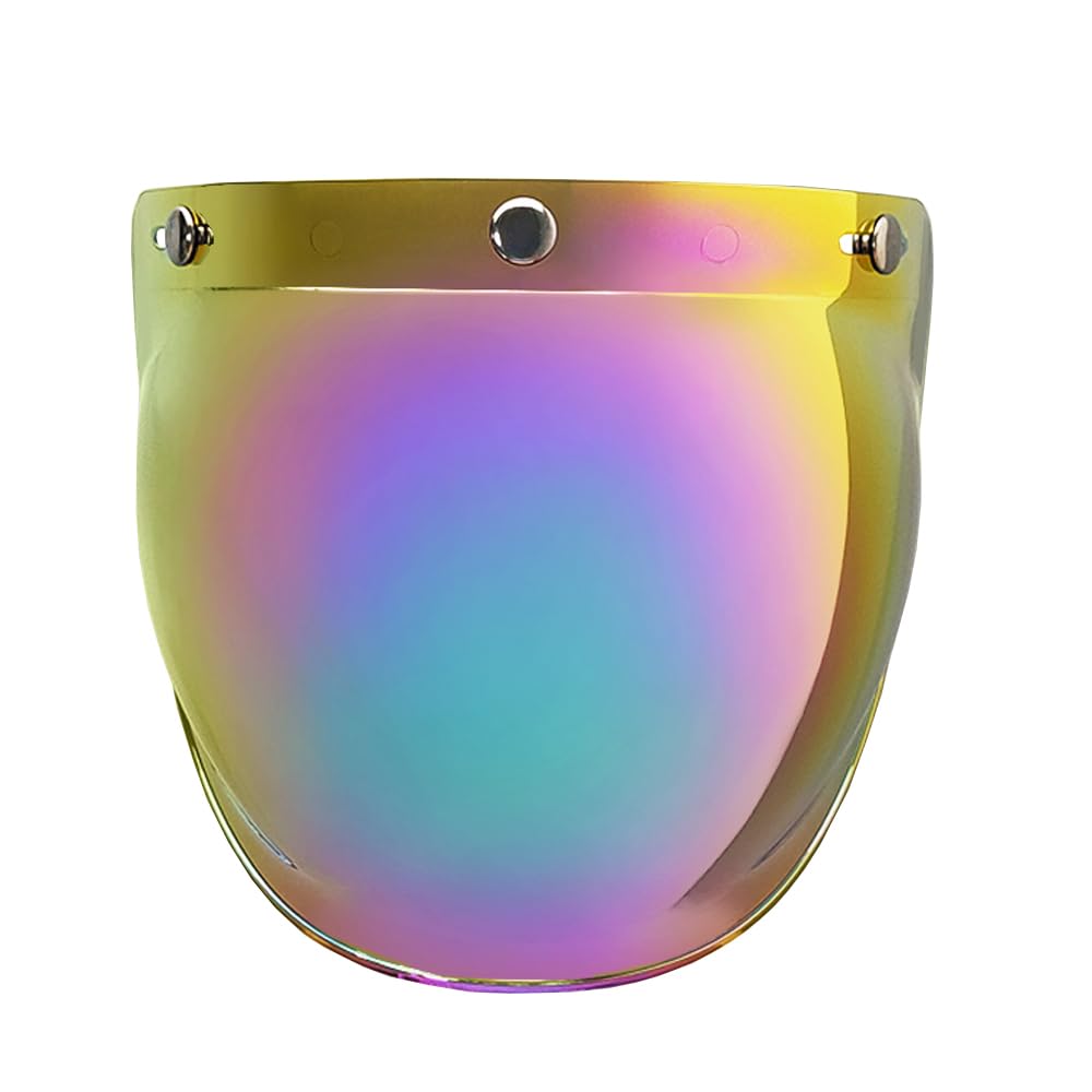MTDVZR Helmvisier für 3-Snap-Button Helemt Bubble Visor, UV-Schutz kratzfest winddicht Helm-Gesichtsschutz kompatibel mit Open Face 3/4 Face Helm (Regenbogen-Nur für Taggebrauch) von MTDVZR