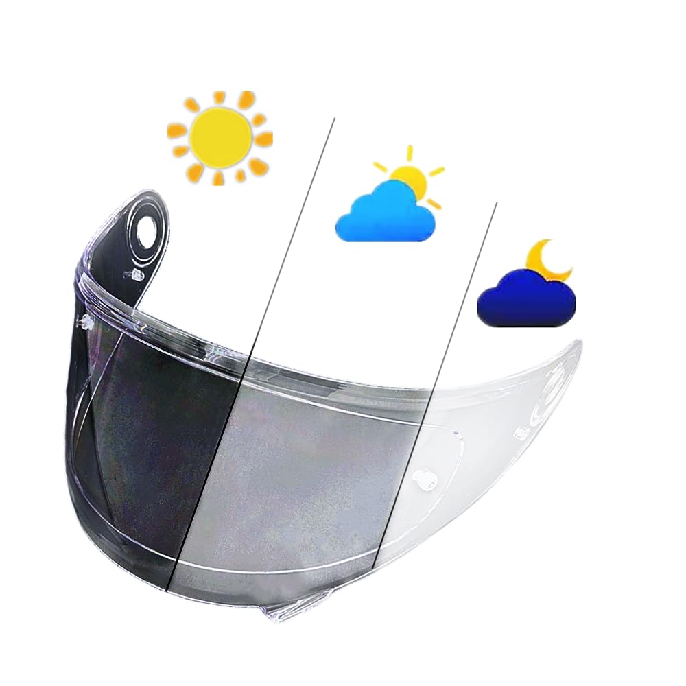 MTDVZR Helmvisier für Dynasty, UV-Schutz kratzfest winddicht Helm-Gesichtsschutz kompatibel mit AVA Dynasty (Photochrom Transparent/Hellschwarz) von MTDVZR